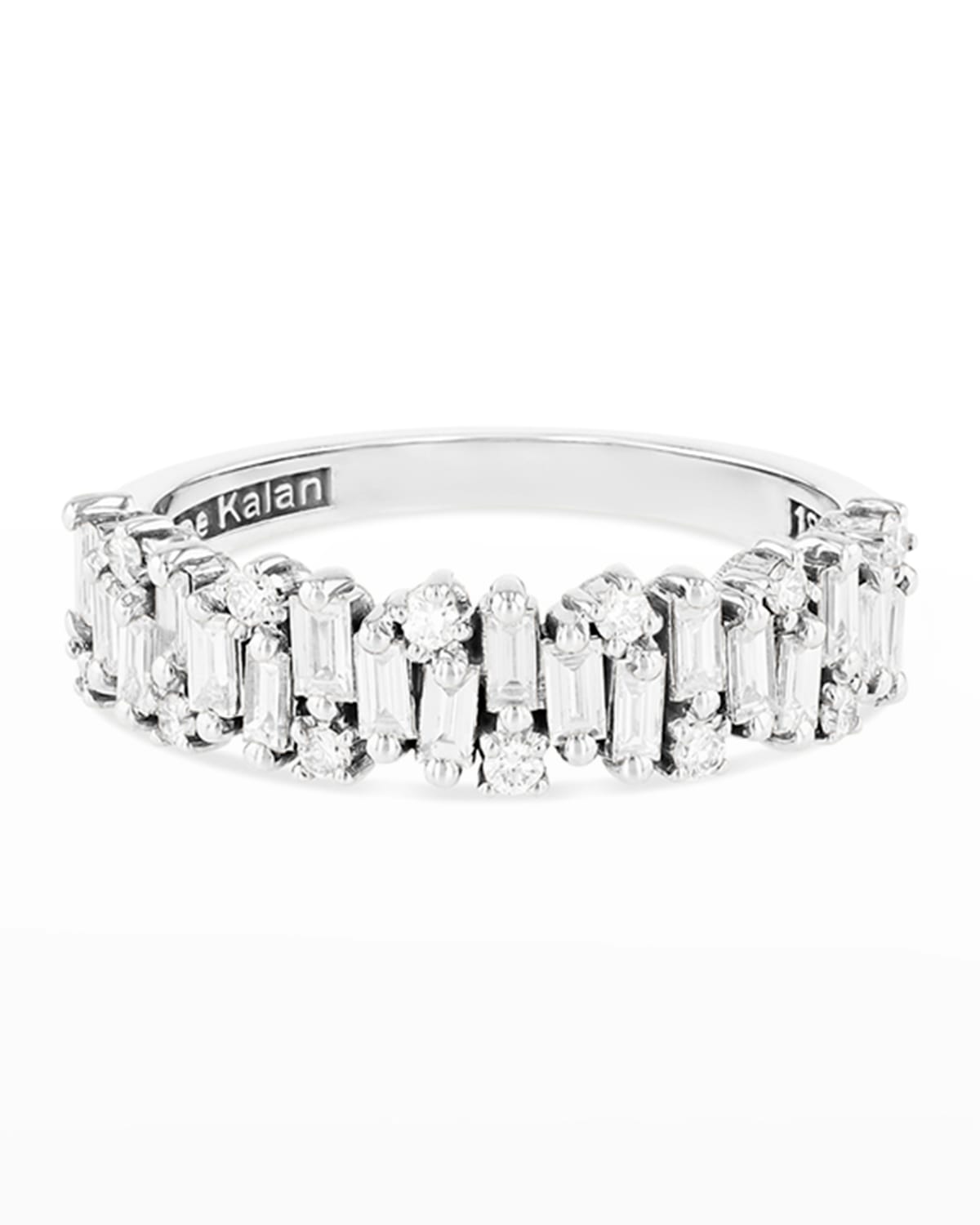 Suzanne Kalan 18k Diamond Shimmer Collection Half-band Ring In White/gold