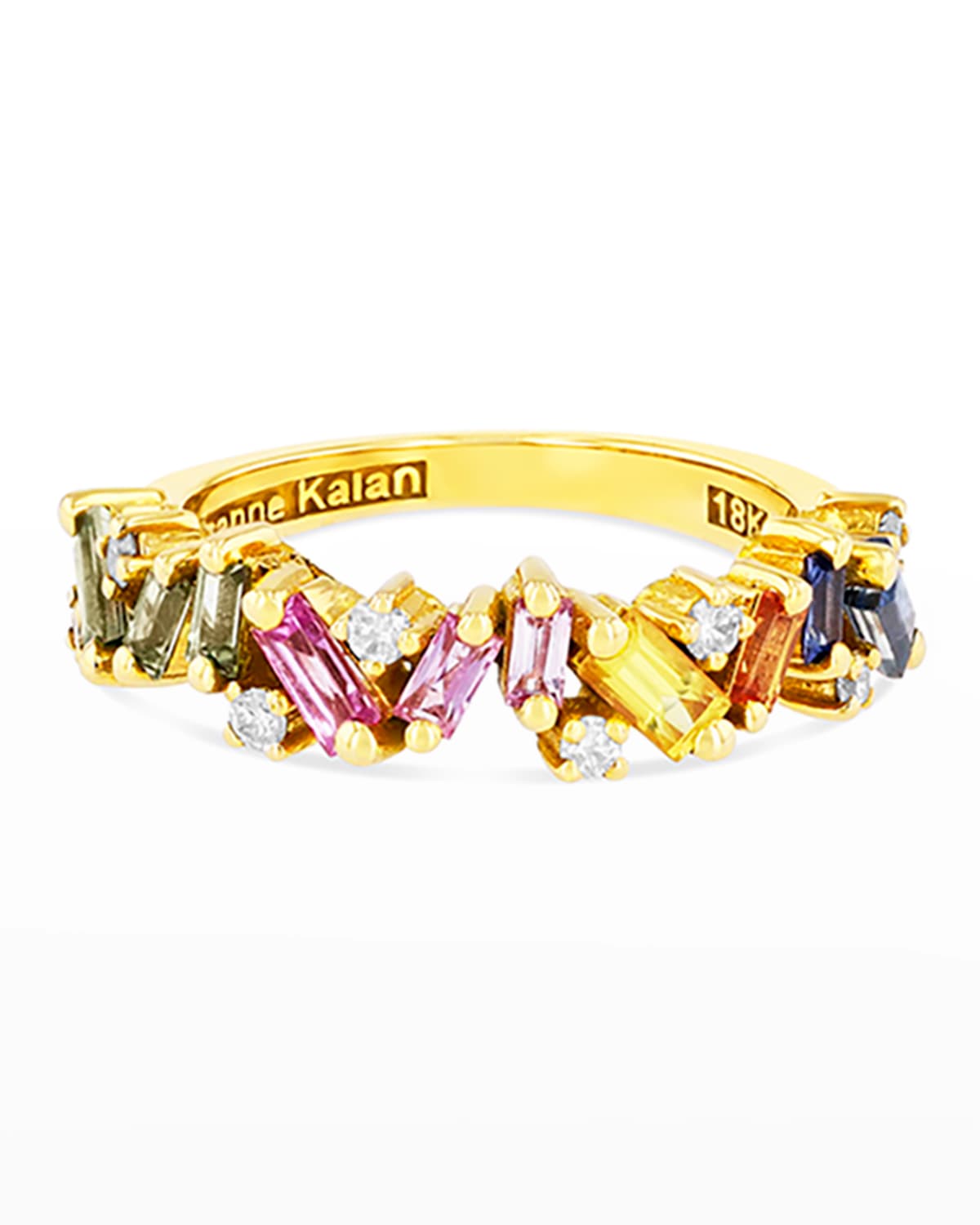 Suzanne Kalan Pastel Sapphire Frenzy Half-band Ring Size 4-8 In Yellow/gold
