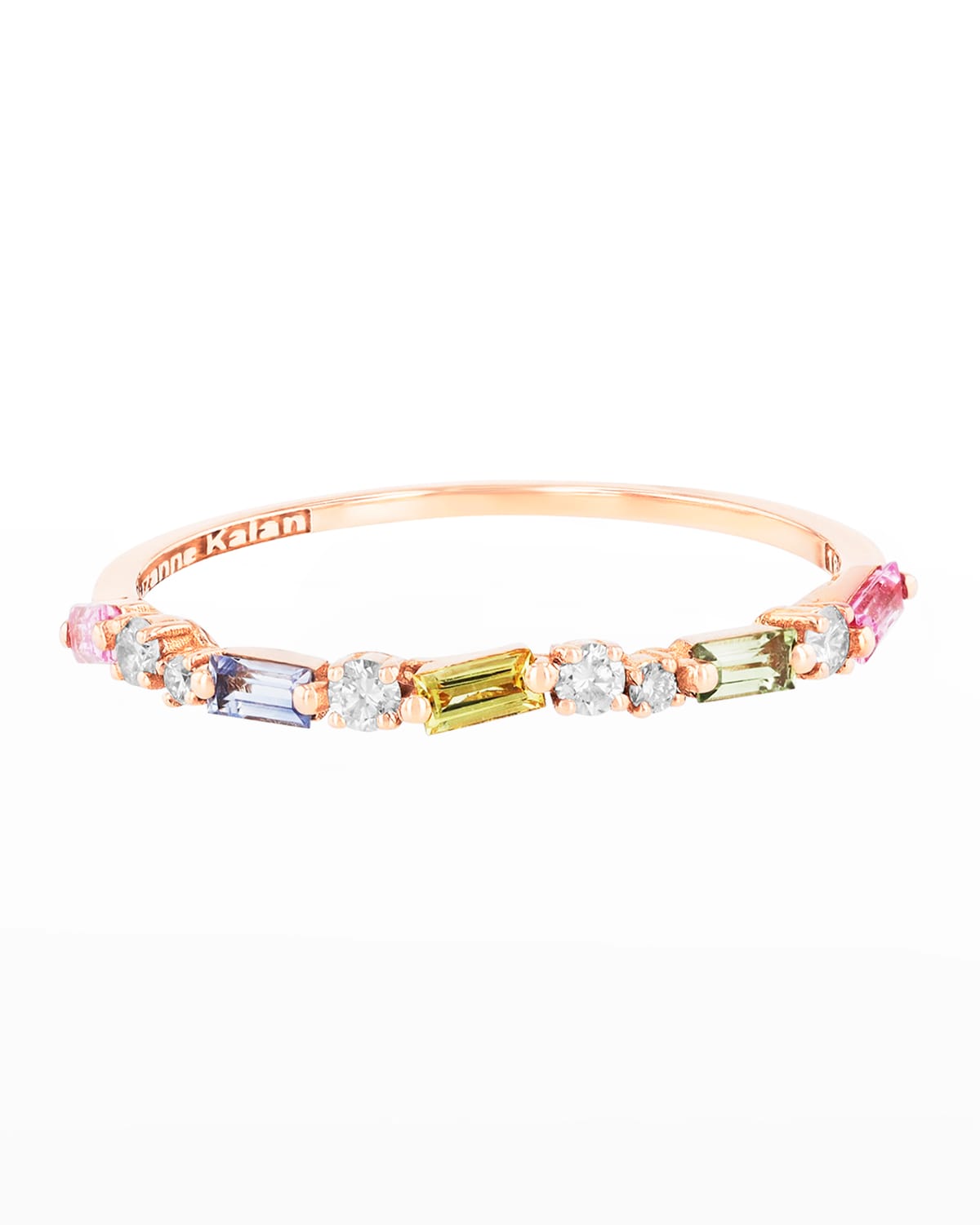 Suzanne Kalan Pastel Sapphire Thin Mix Half-band Ring In Rose/gold