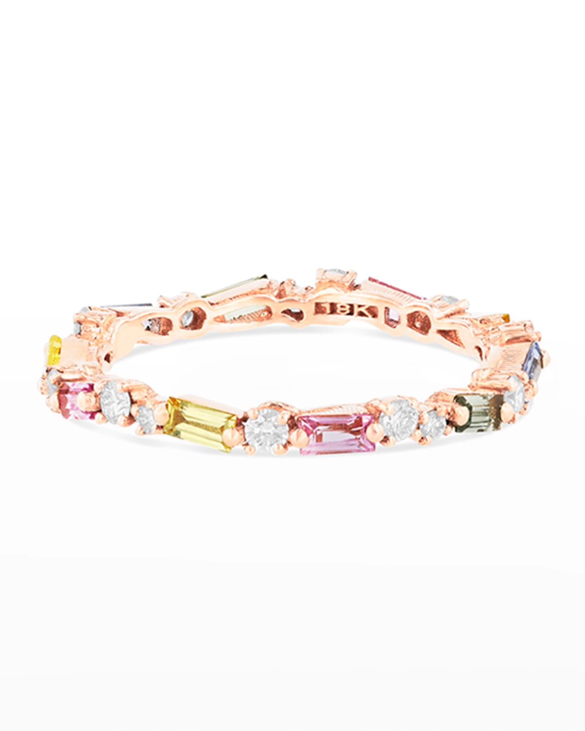 Suzanne Kalan Pastel Sapphire Thin Mix Eternity Band Ring In Rose/gold