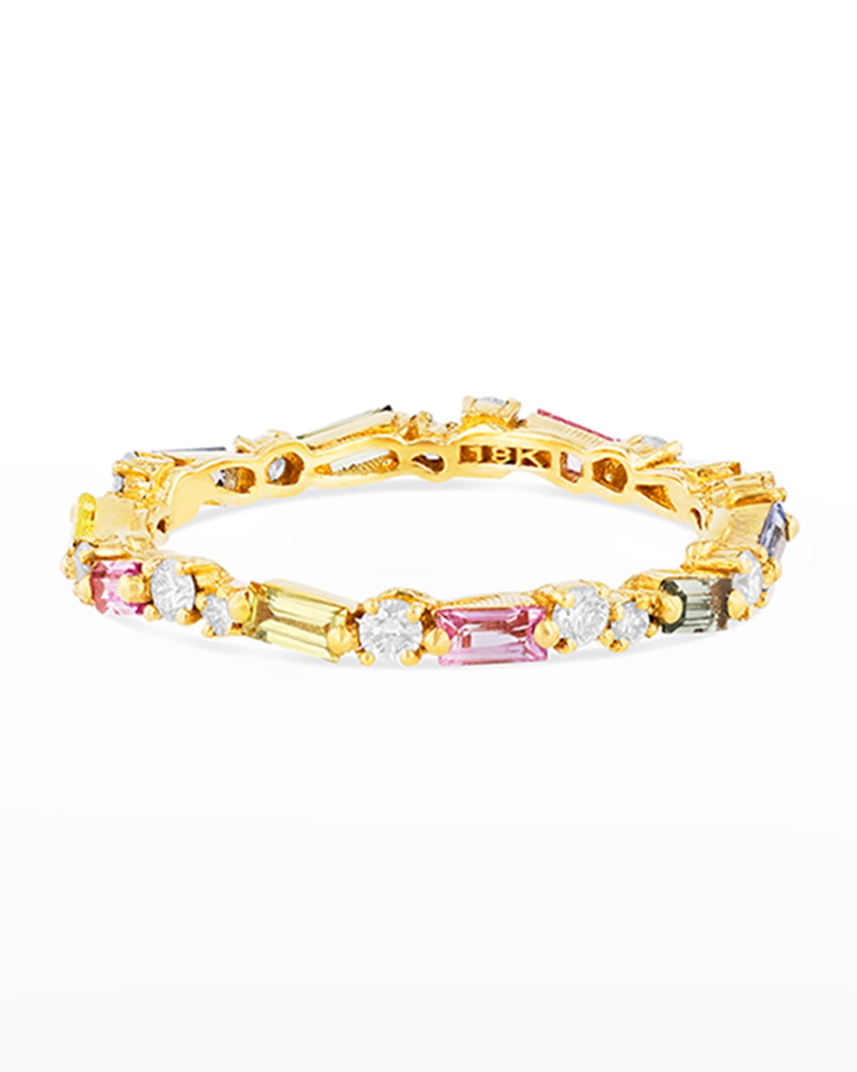 Suzanne Kalan Pastel Sapphire Thin Mix Eternity Band Ring In Yellow/gold