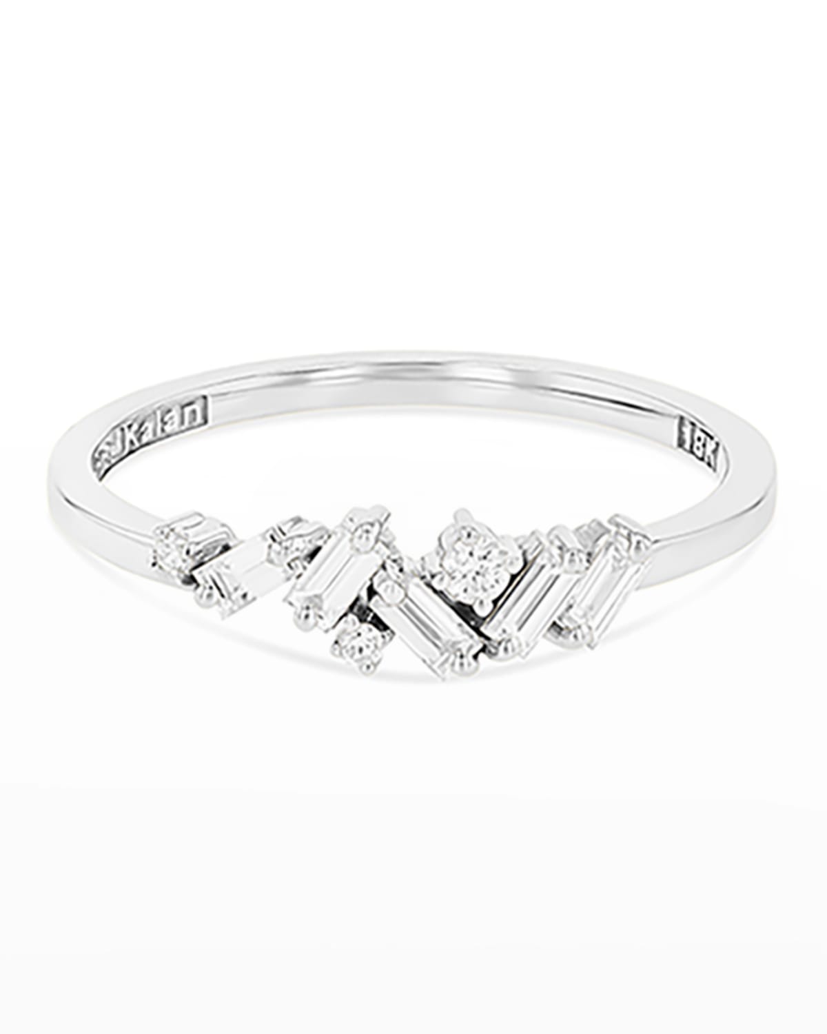 Suzanne Kalan 18k Small Sparkler White Diamond Ring In White/gold