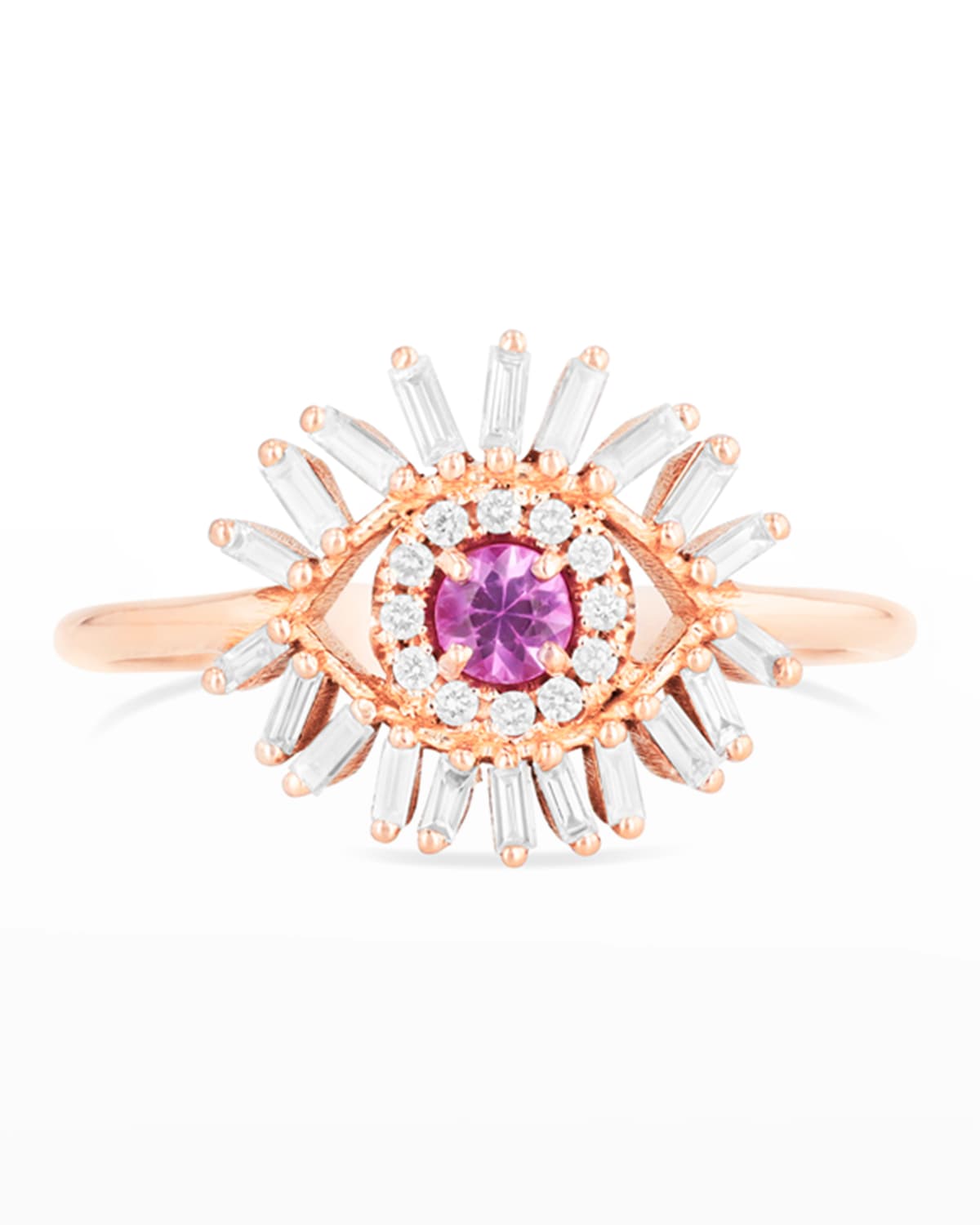 Shop Suzanne Kalan Pink Sapphire Mini Evil Eye Ring In Rose/gold
