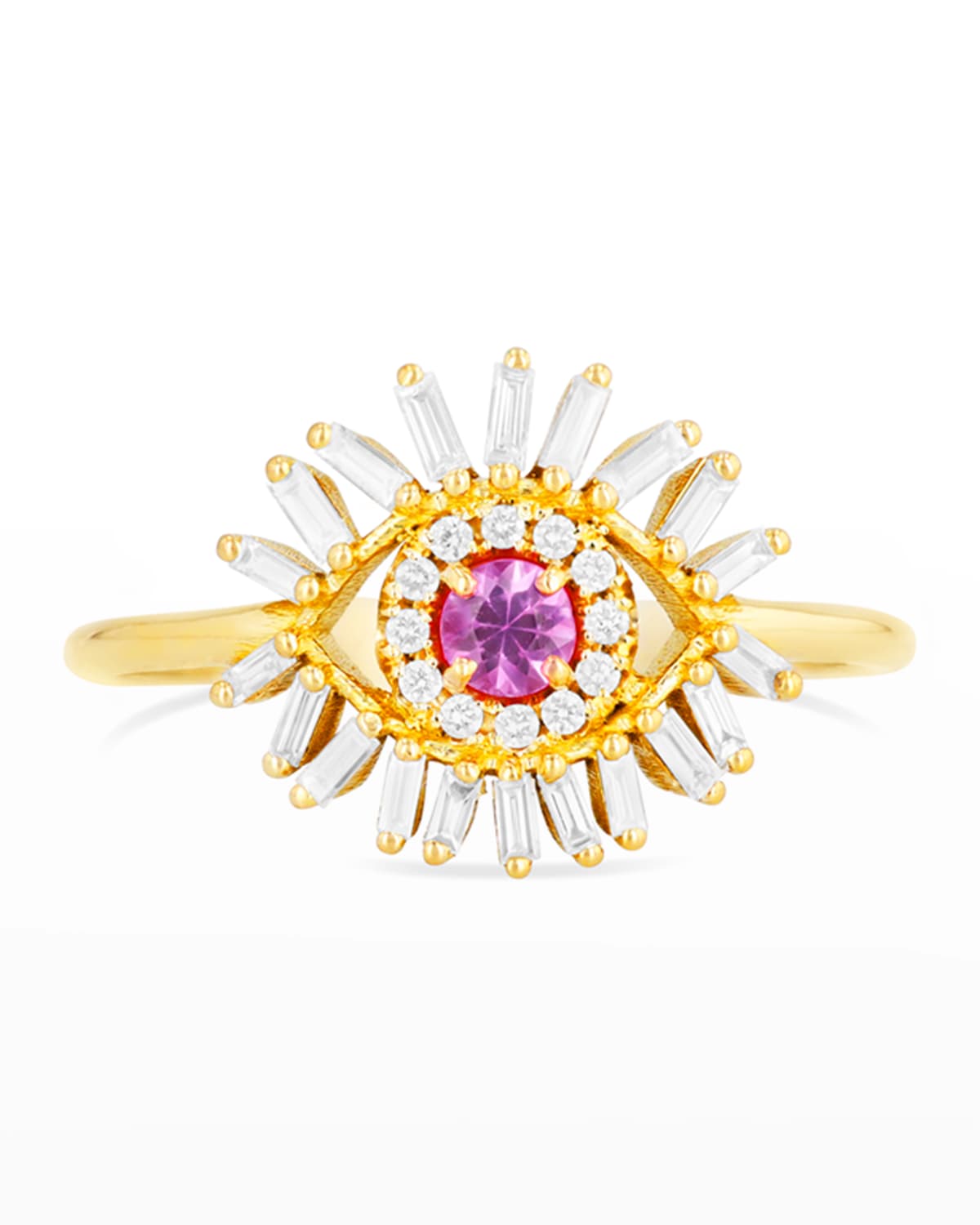 Pink Sapphire Mini Evil Eye Ring