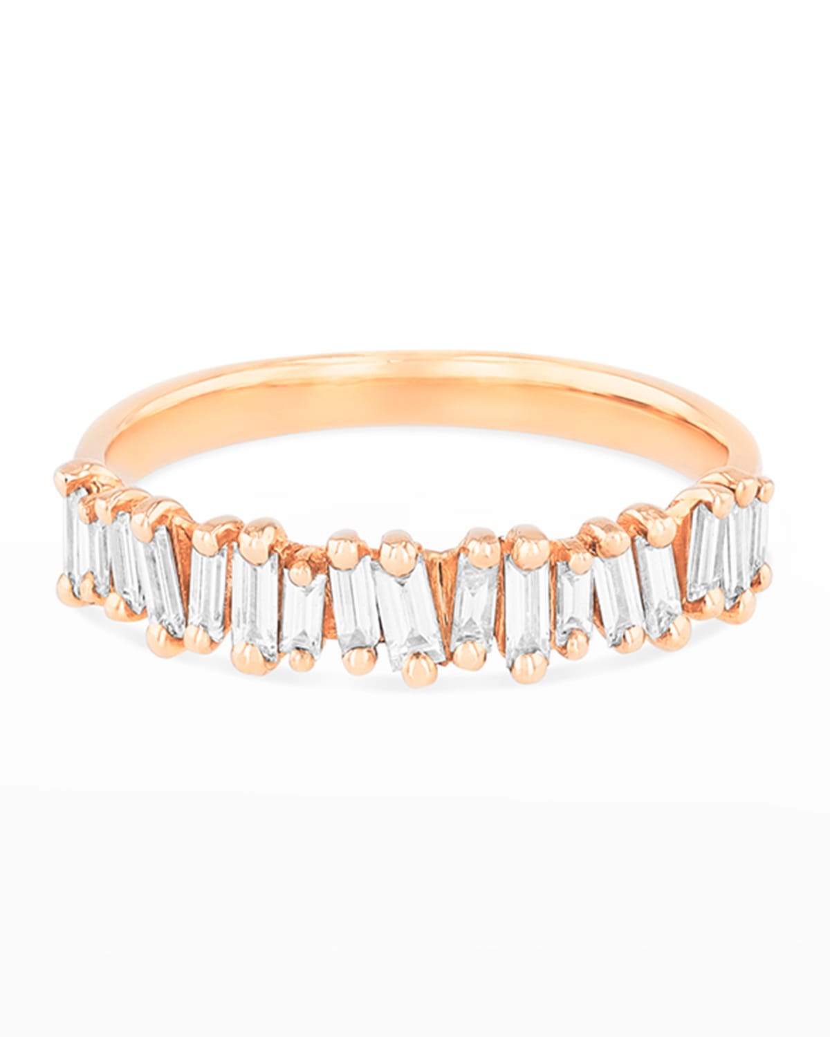 Suzanne Kalan 18k Diamond Classic Fireworks Half-band Ring Size 4.5-8 In Rose/gold