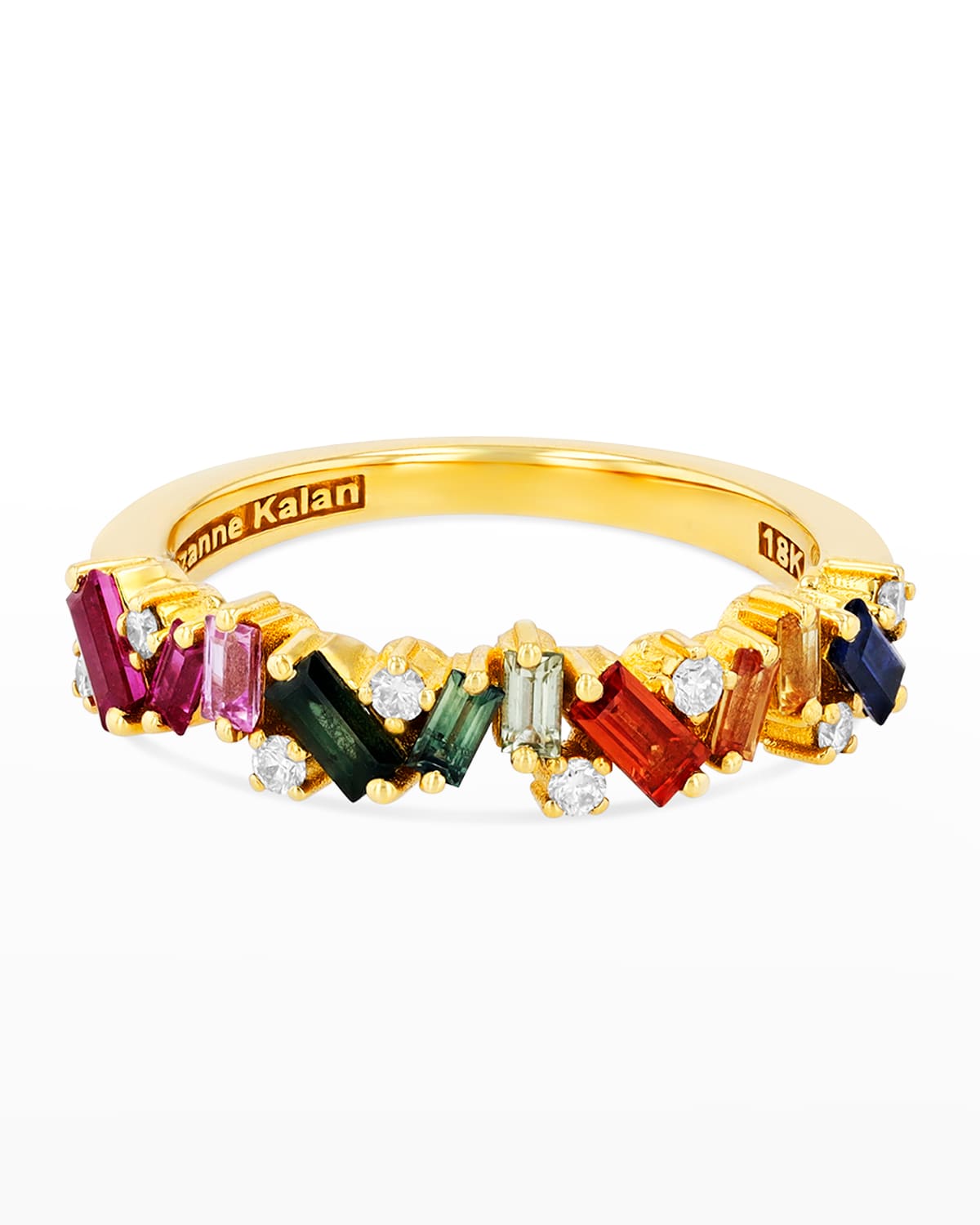 Suzanne Kalan 18k Rainbow Fireworks Frenzy Half-band Ring Size 4-8 In Yellow/gold