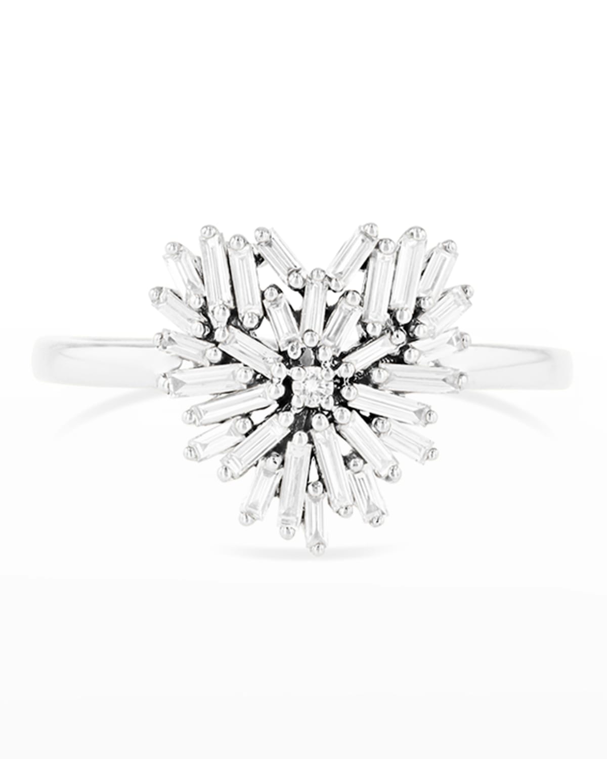 Suzanne Kalan 18k Diamond Mini Heart Ring In White/gold