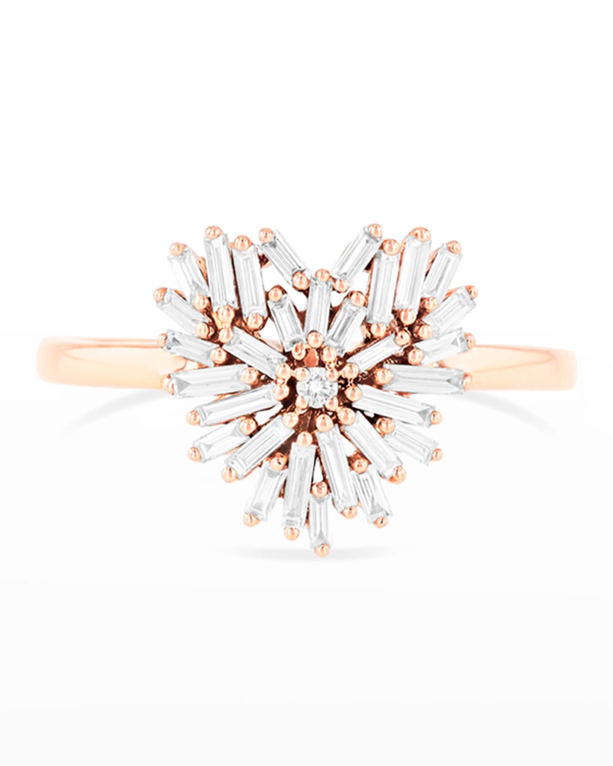 Suzanne Kalan 18k Diamond Mini Heart Ring In Rose/gold