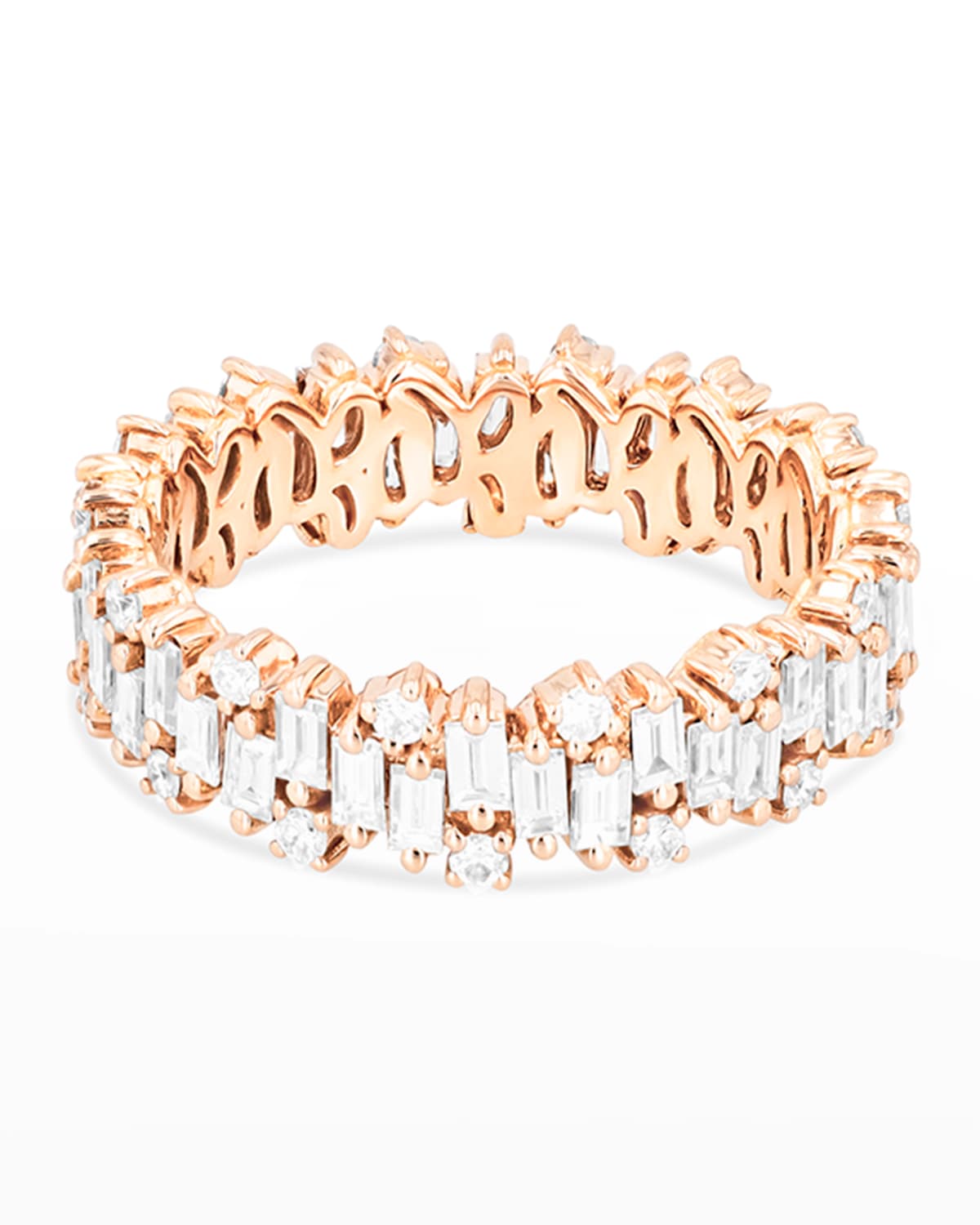 Suzanne Kalan 18k Diamond Shimmer Collection Eternity Ring In Rose/gold