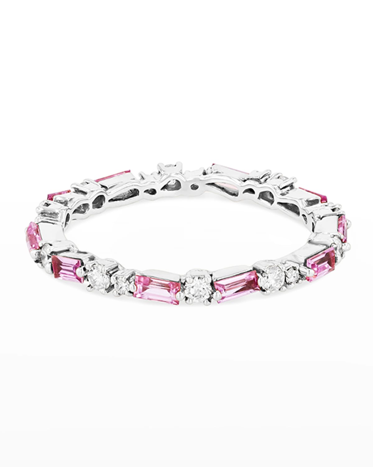 Suzanne Kalan 18k Pink Sapphire Thin Mix Eternity Ring Size 4-8 In White/gold