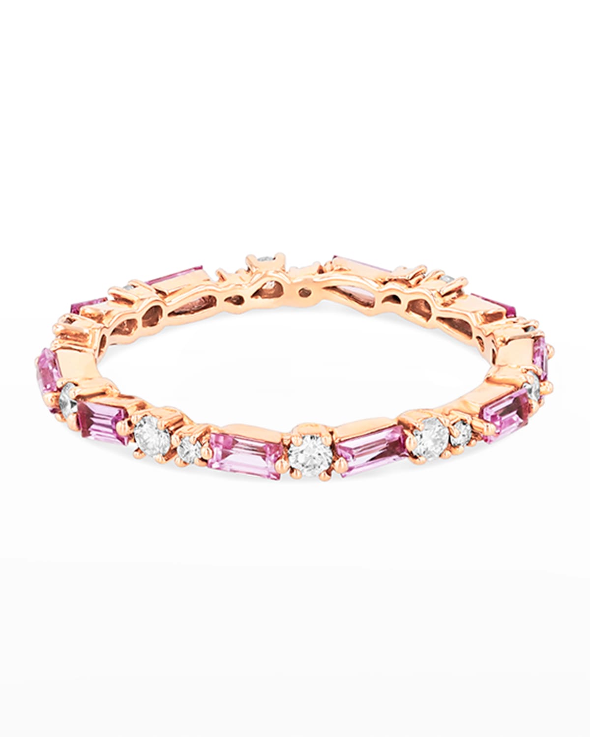 Suzanne Kalan 18k Pink Sapphire Thin Mix Eternity Ring Size 4-8 In Rose/gold
