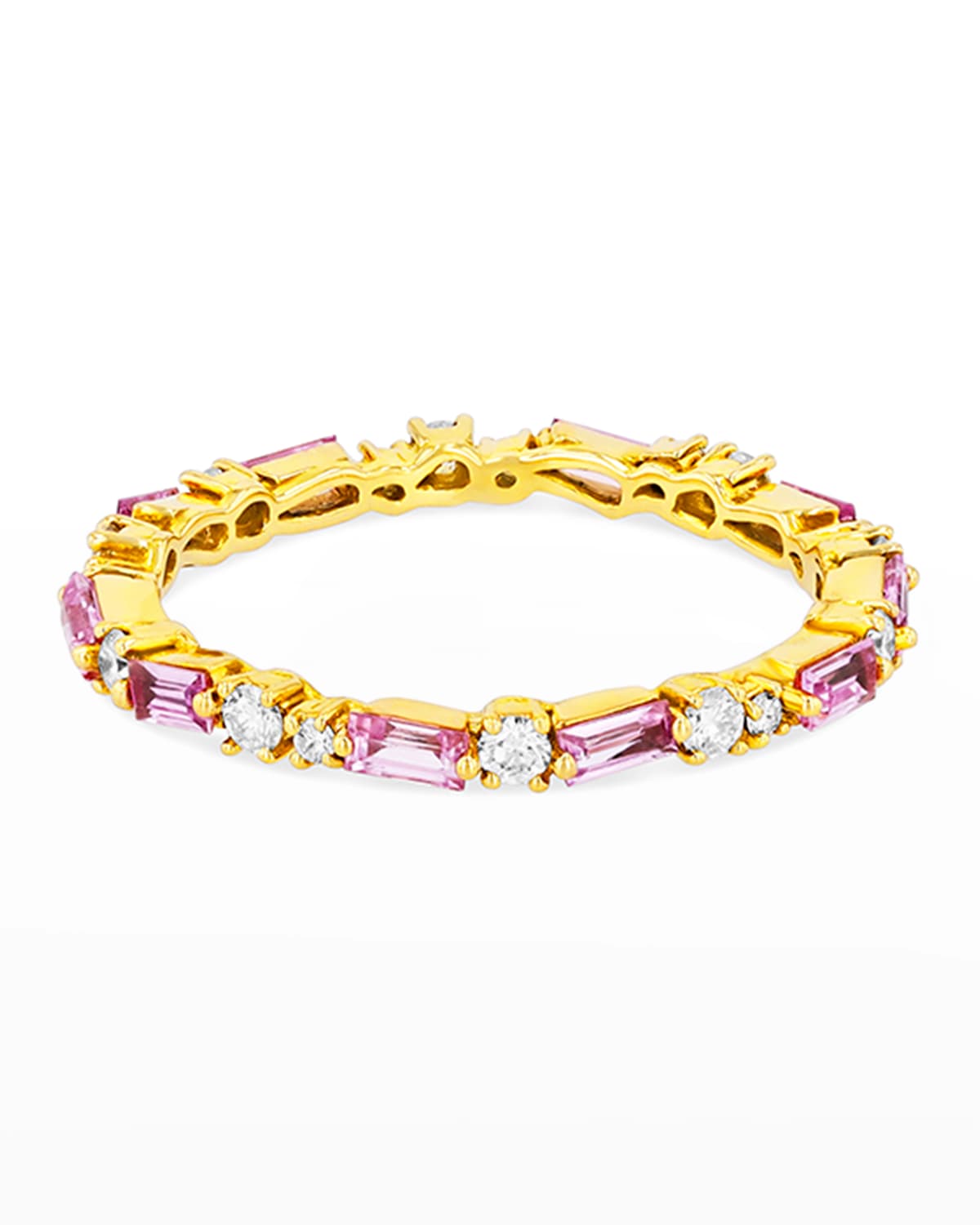 Suzanne Kalan 18k Pink Sapphire Thin Mix Eternity Ring Size 4-8 In Yellow/gold