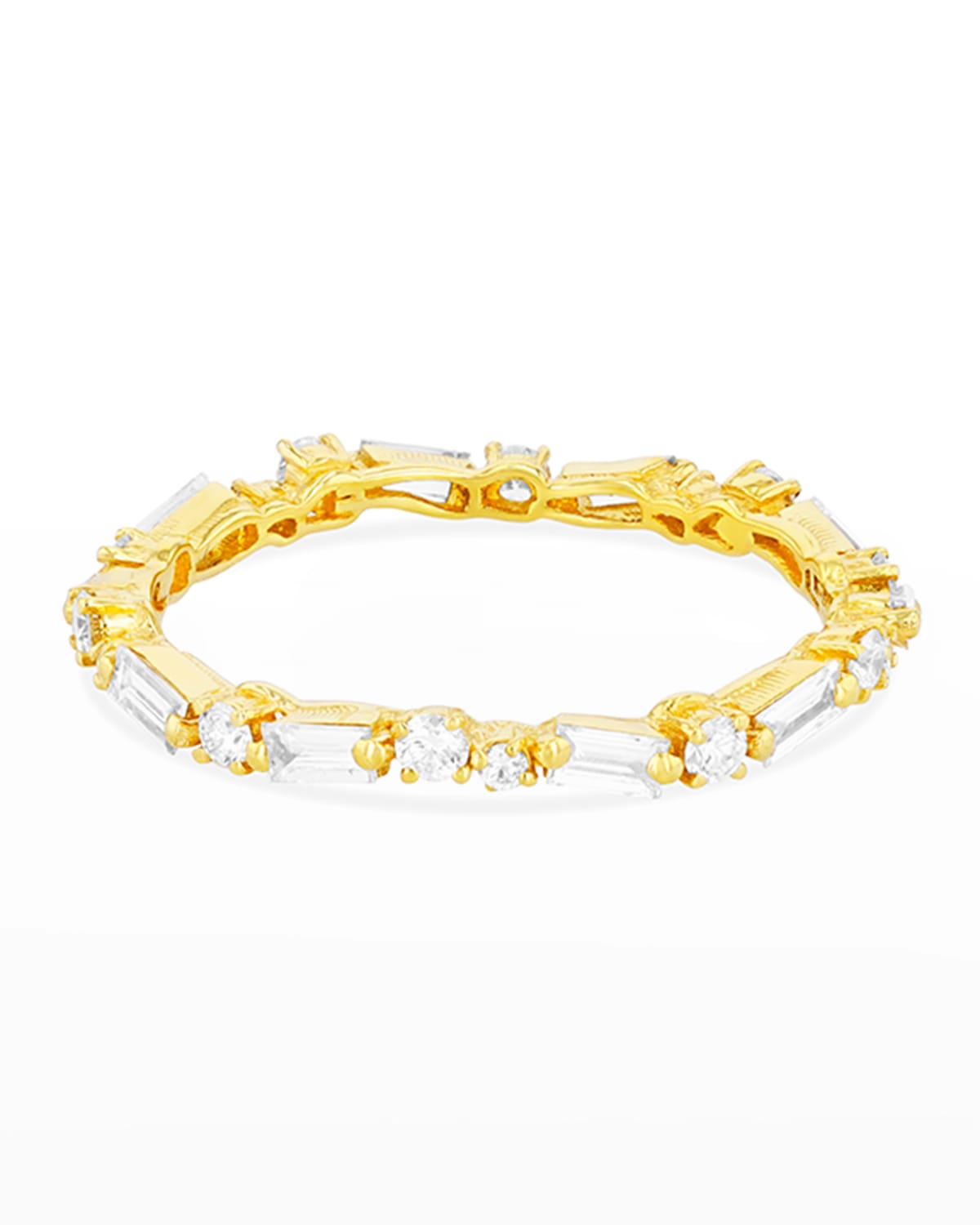 Suzanne Kalan 18k White Diamond Thin Mix Eternity Ring In Yellow/gold
