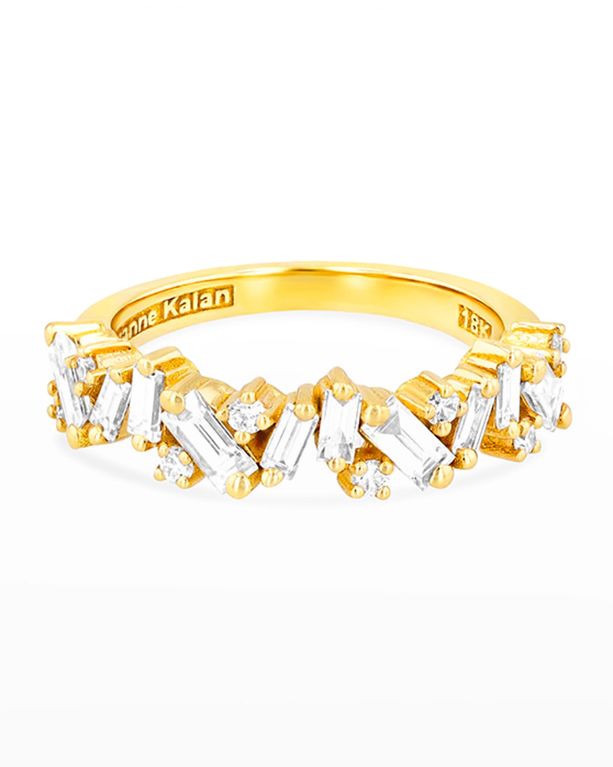 Suzanne Kalan 18k Yellow Gold Fireworks Baguette & Round-cut Diamond Half Eternity Band In White/gold