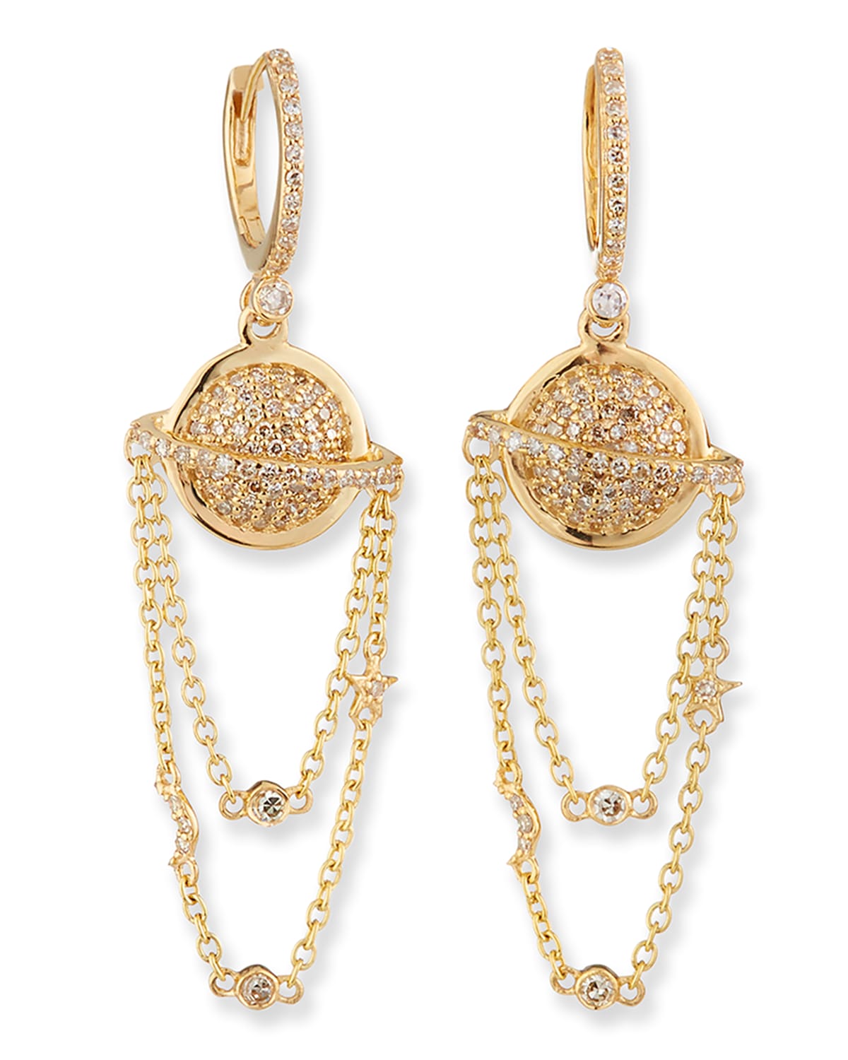 Kastel Jewelry Cosmos Planet 14k Chain Earrings