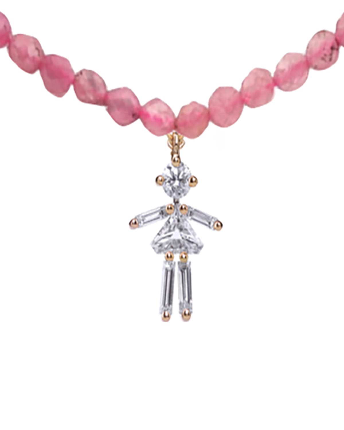 Little Ones Paris Diamond Girl Beaded Necklace, Pink