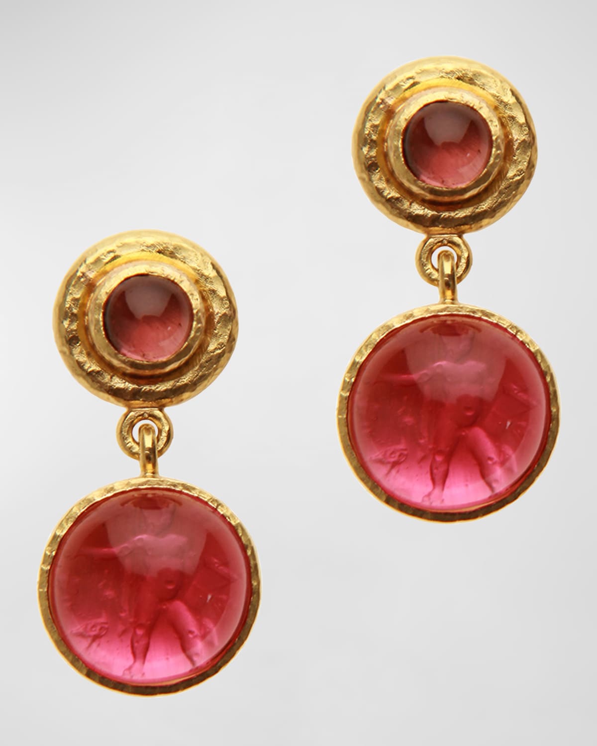 Elizabeth Locke 19K Pink Tourmaline Drop Earrings, 26x10mm