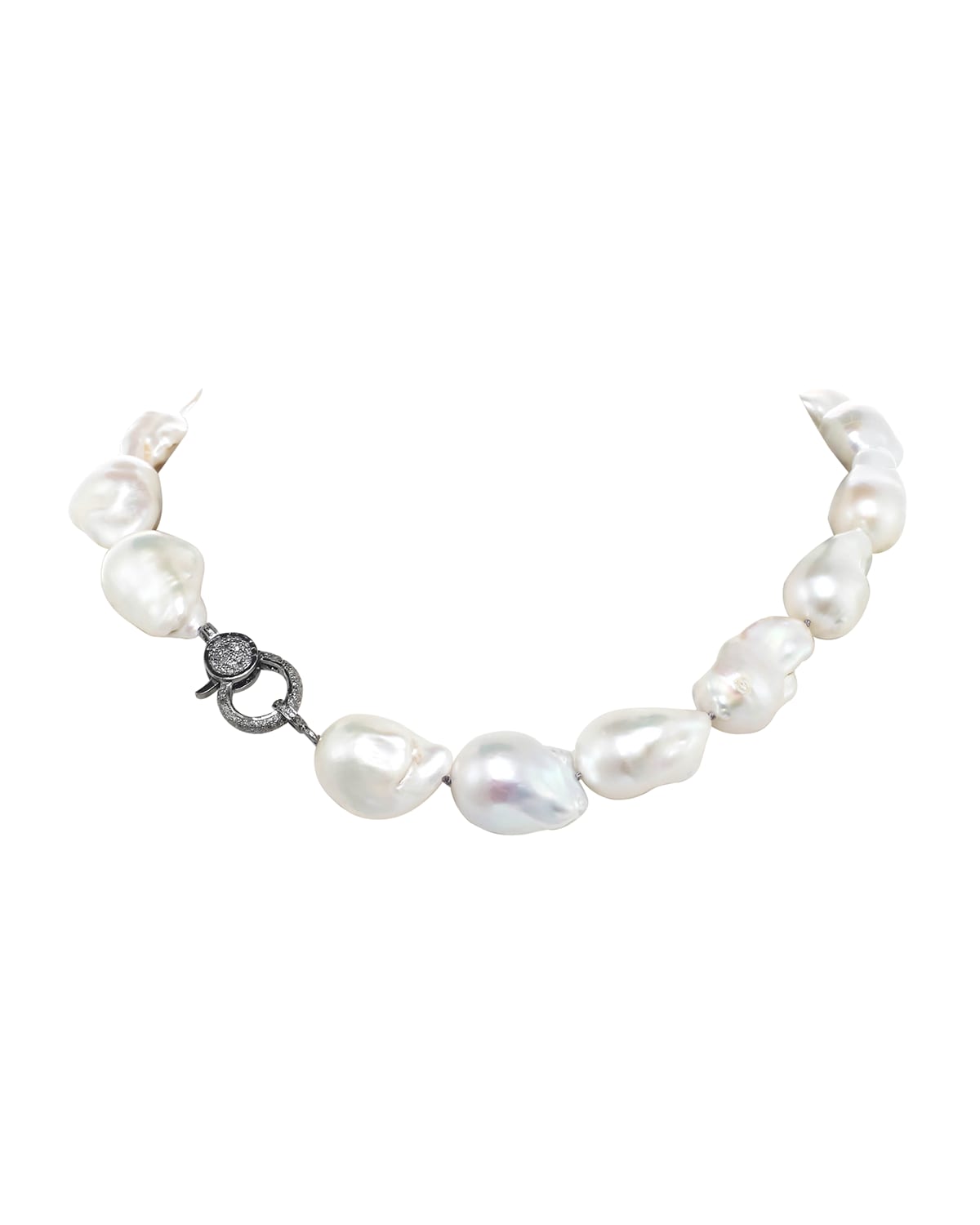 Margo Morrison Organic Multicolor Baroque Pearl Necklace with Diamond Clasp