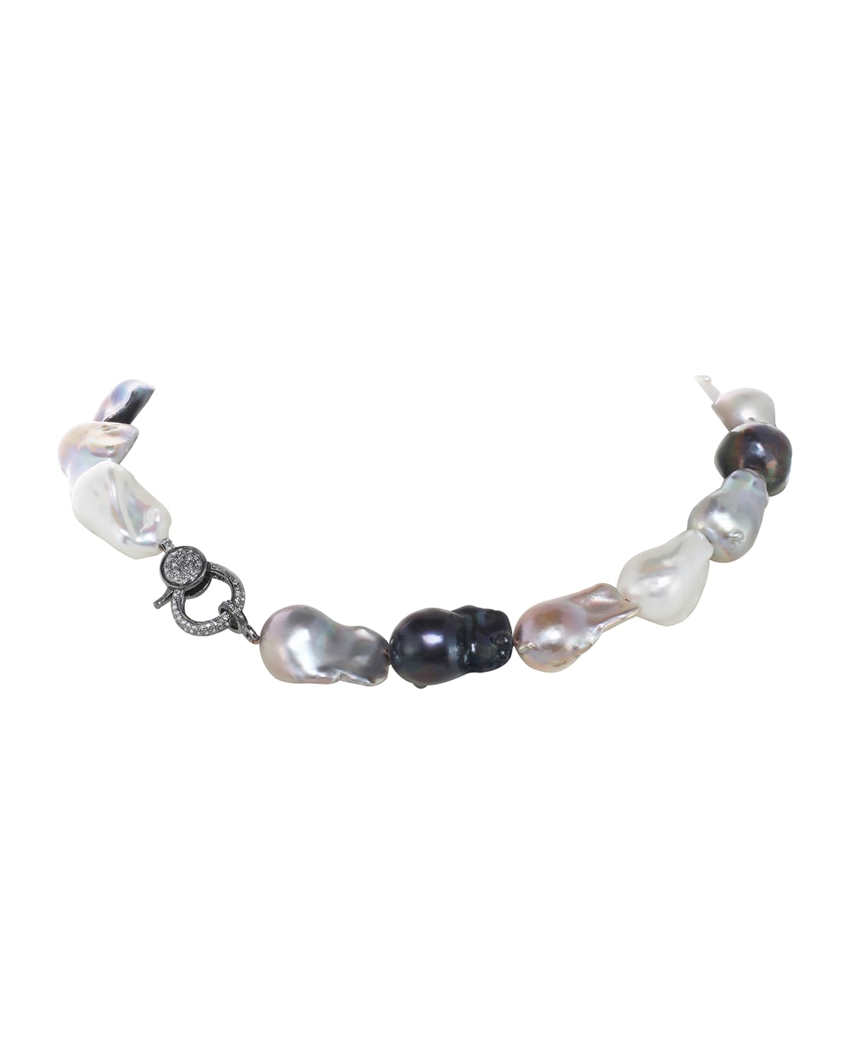 Margo Morrison Organic Multicolor Baroque Pearl Necklace with Diamond Clasp