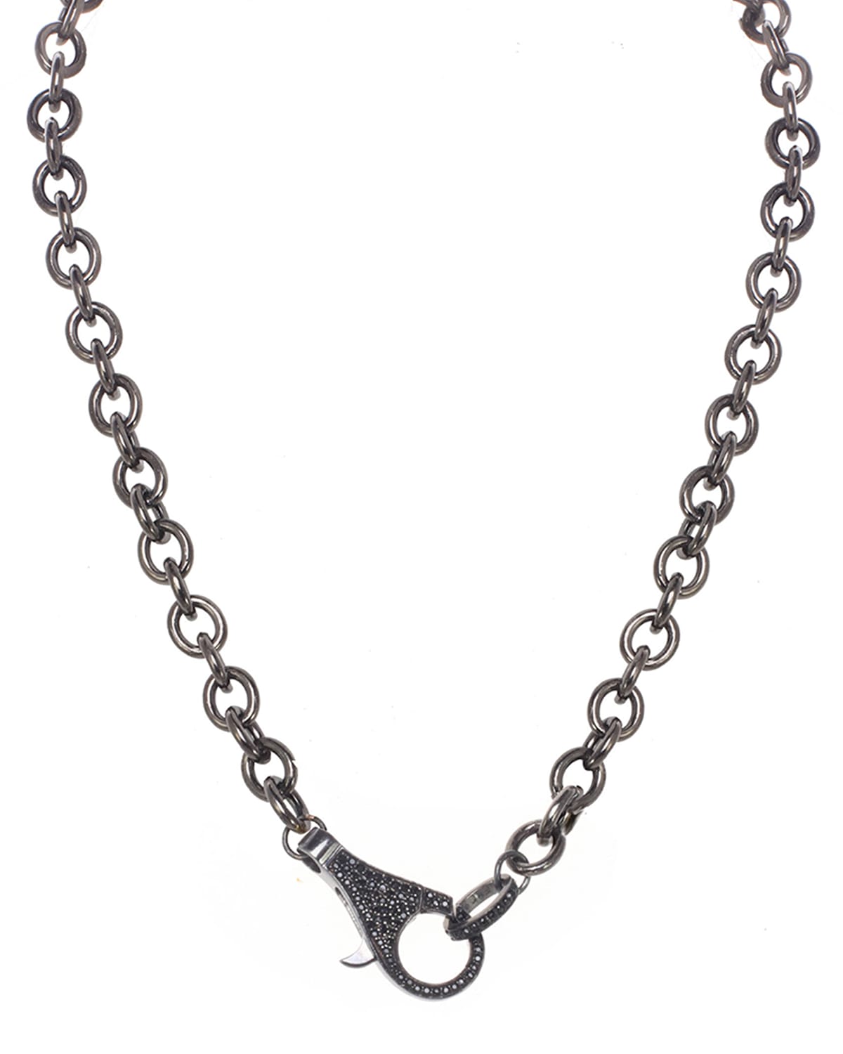 Margo Morrison Rhodium Finish Sterling Silver Chain With Black Spinel Clasp