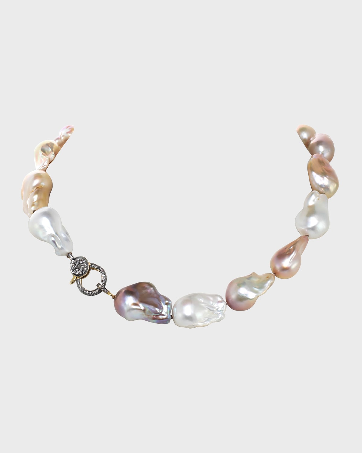 Margo Morrison Organic Pink And Natural Baroque Pearls With Diamond Clasp