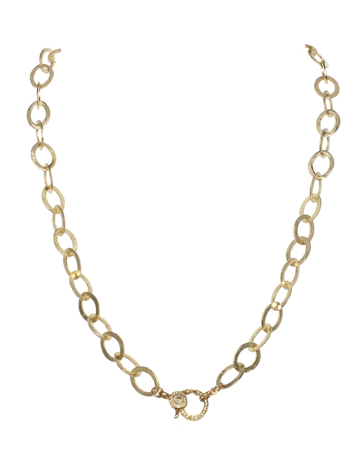 Matte Vermeil and Sterling Silver Flat Chain Necklace with Diamond Clasp