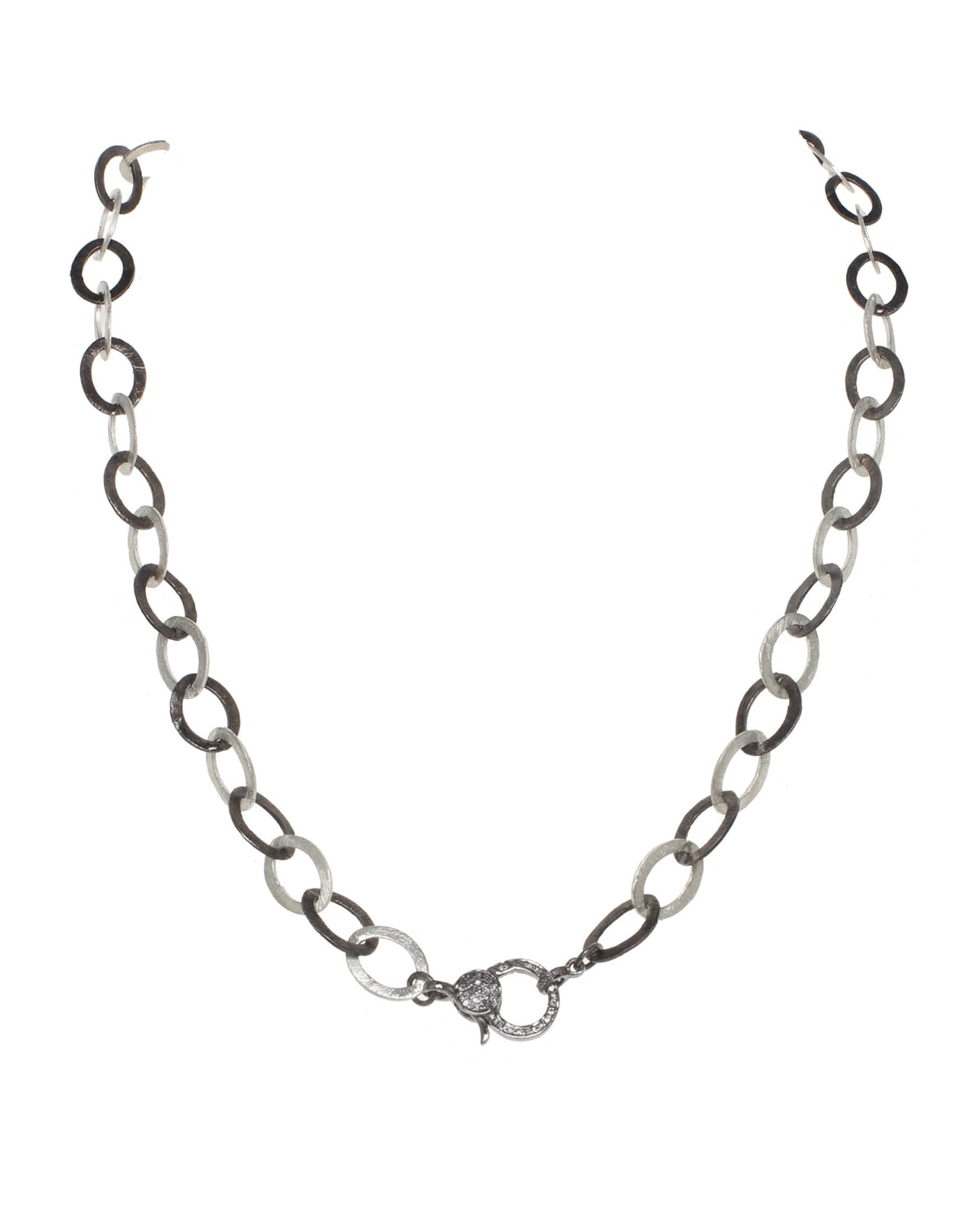 Matte Vermeil and Sterling Silver Flat Chain Necklace with Diamond Clasp