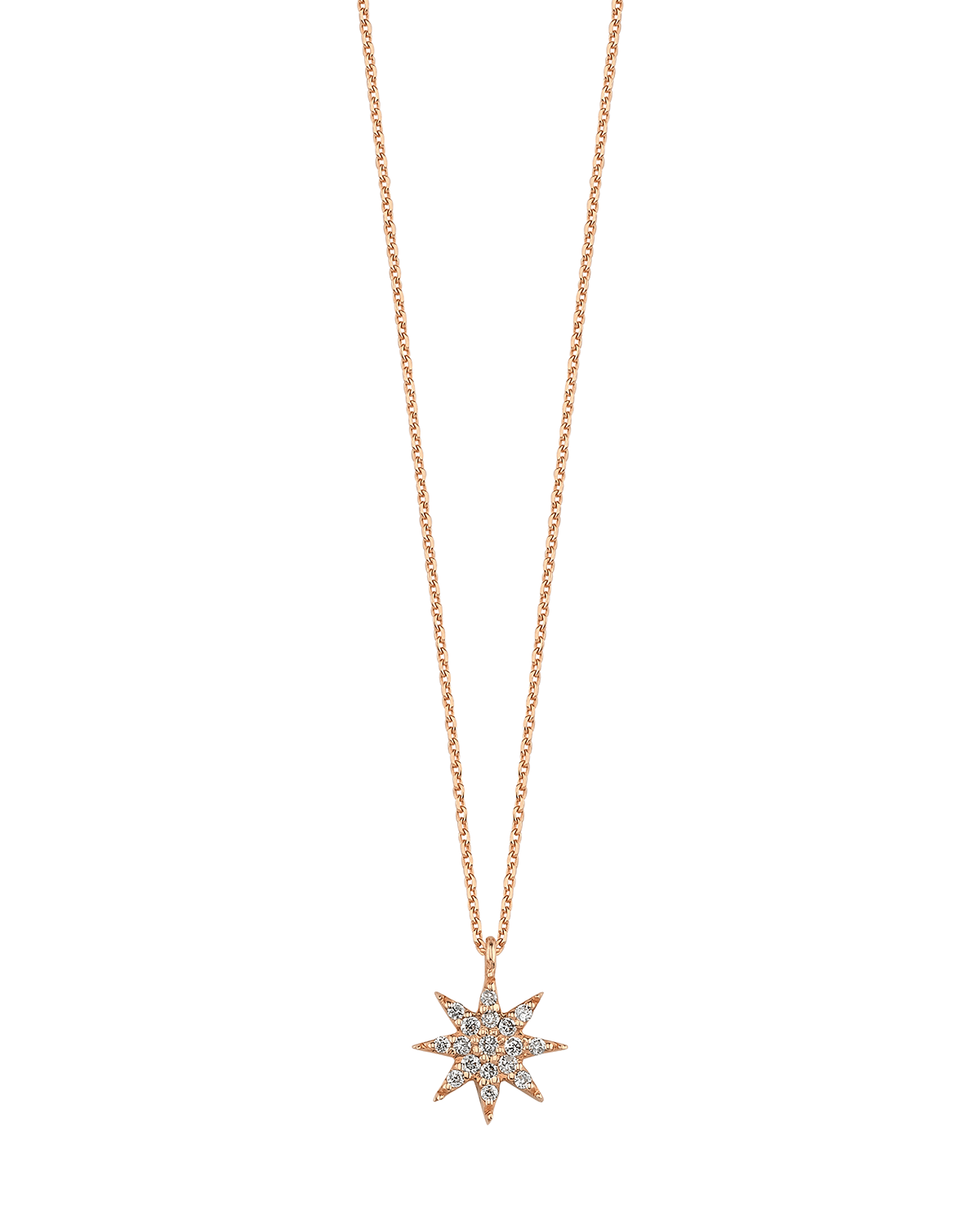 BeeGoddess 14k Rose Gold Venus Star Pave Diamond Pendant Necklace