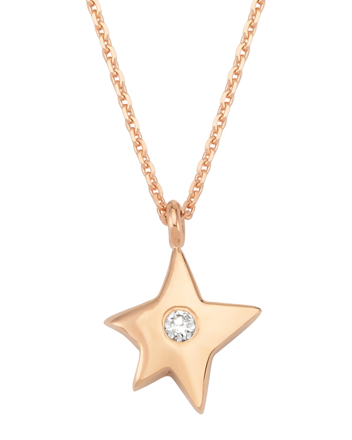 BeeGoddess 14k Rose Gold Sirius Star Diamond Pendant Necklace