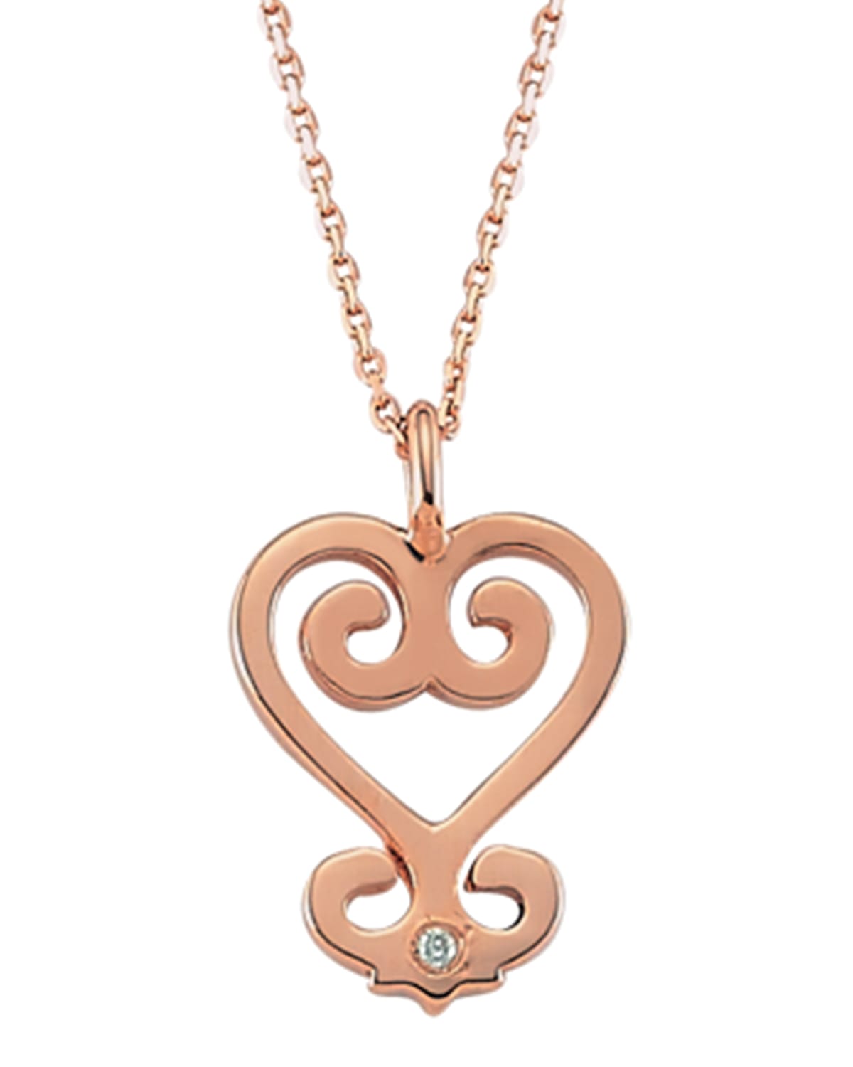 BeeGoddess 14k Rose Gold Diamond Heart Necklace