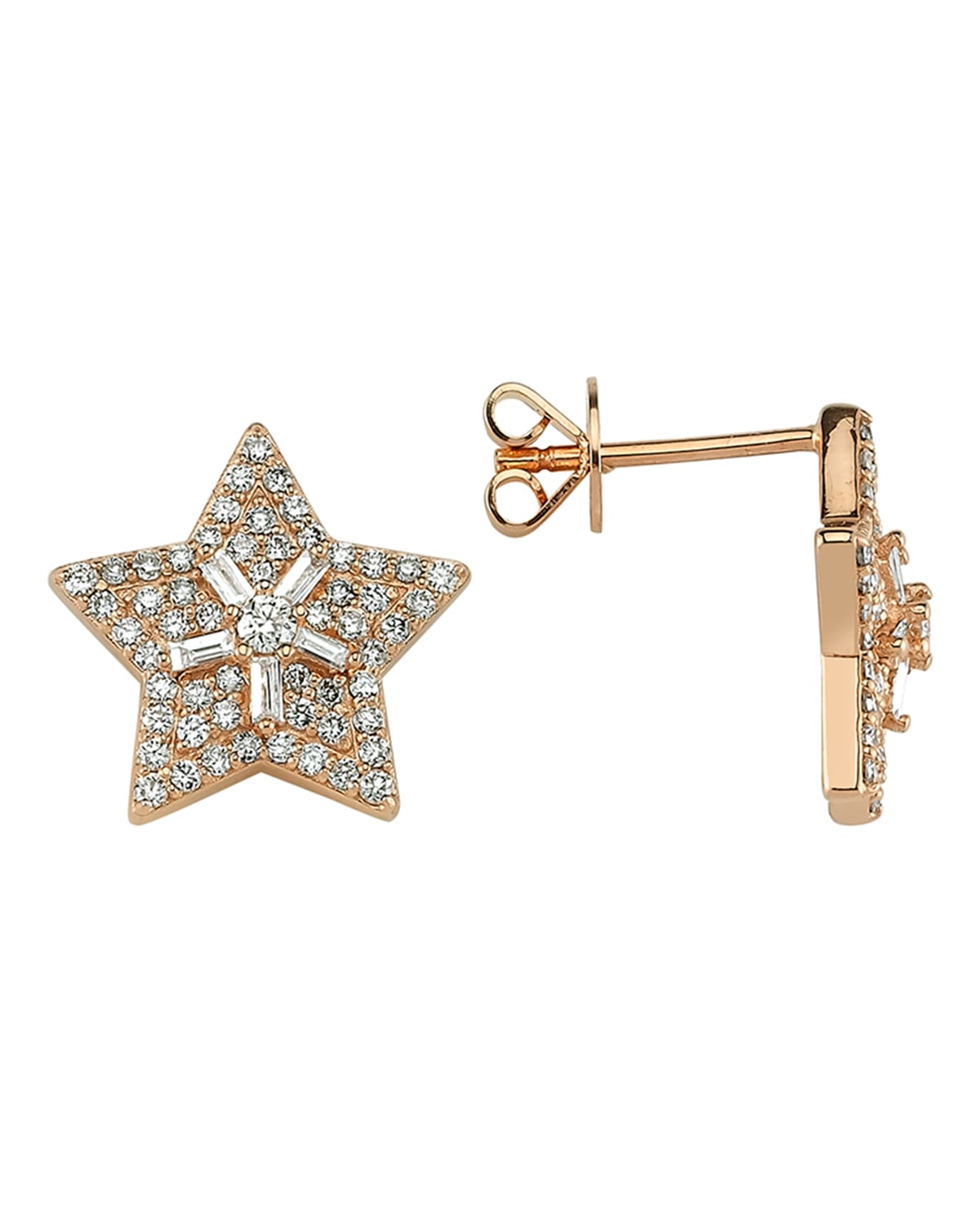 14k Rose Gold Diamond Sirius Stud Earrings