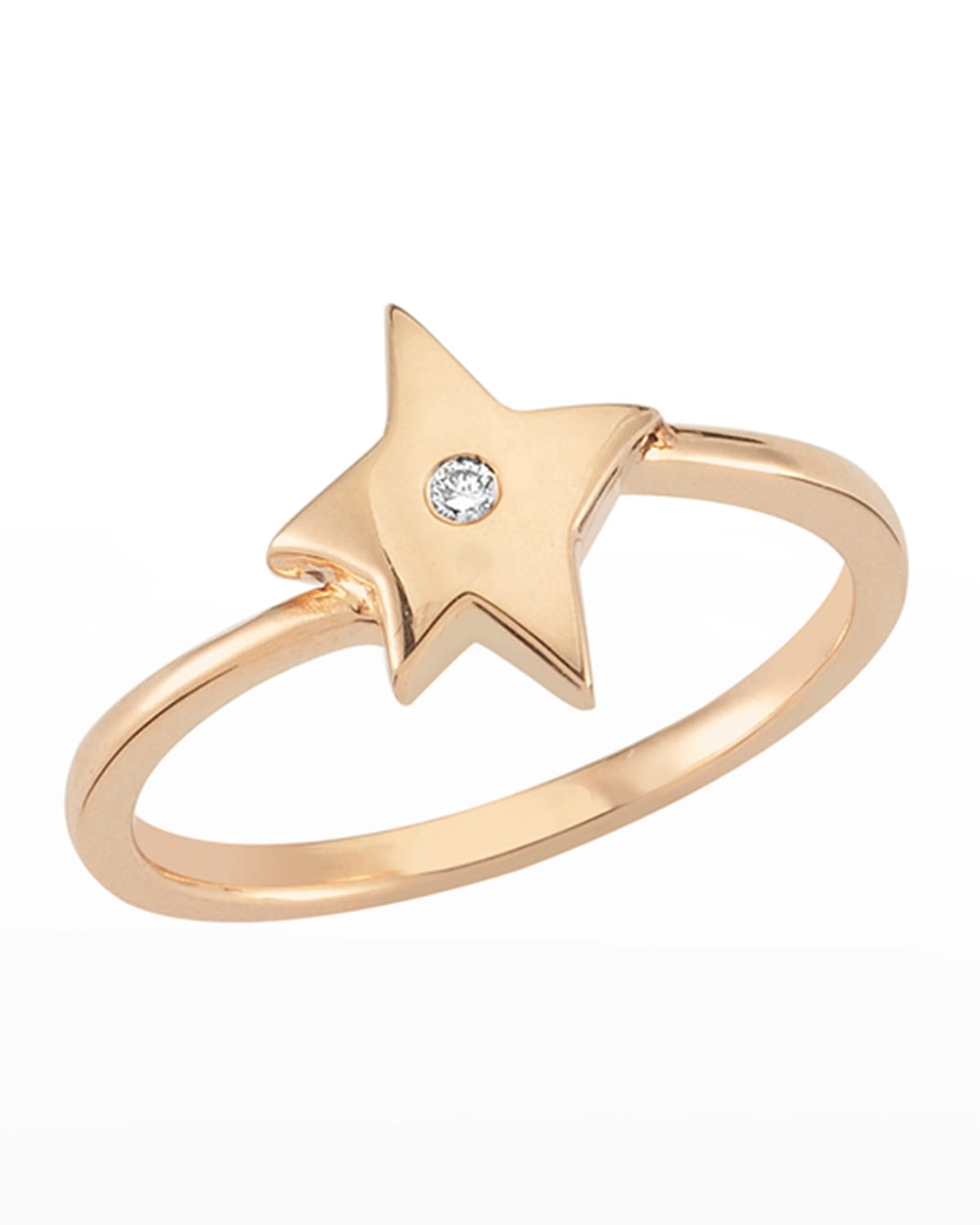 BeeGoddess 14k Rose Gold Sirius Star Diamond Ring, Size 12
