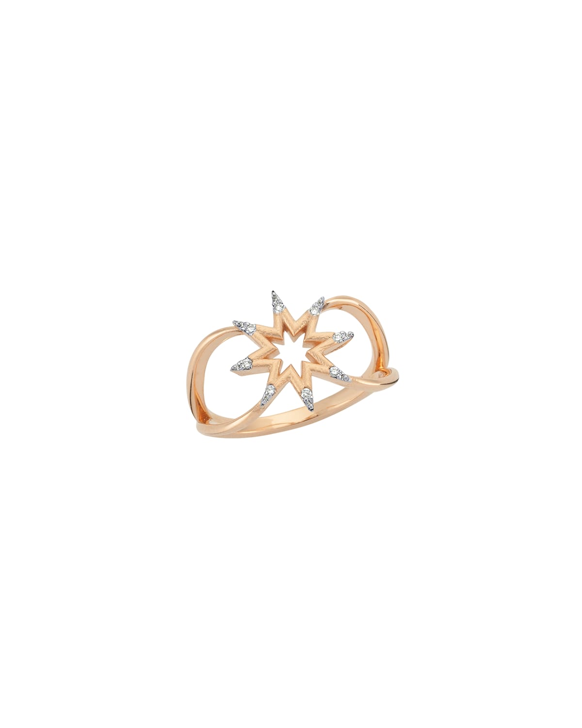 BeeGoddess Venus Star 14k Rose Gold Diamond Ring, Size 7