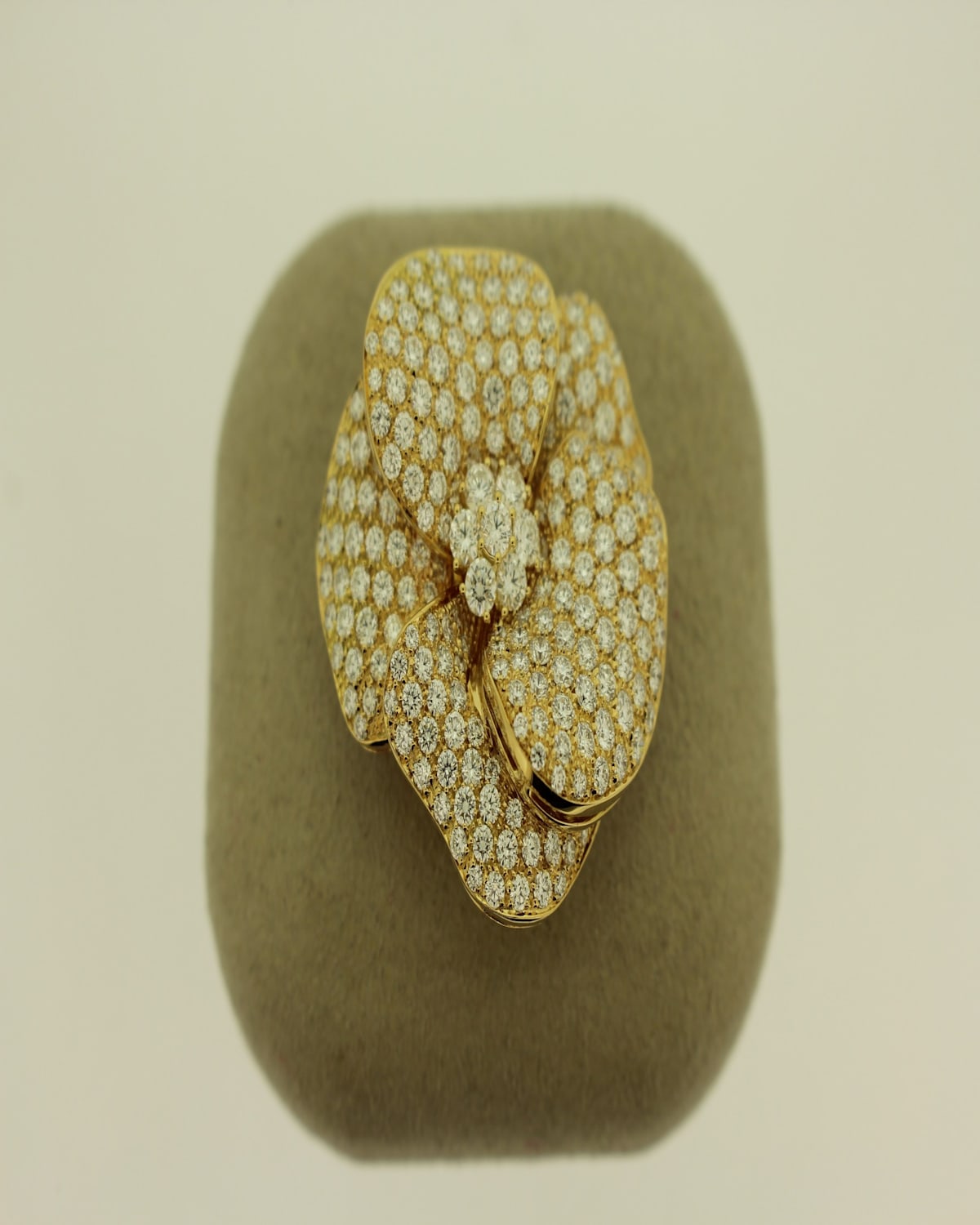 Pave Diamond Flower Statement Ring, Size 6.5