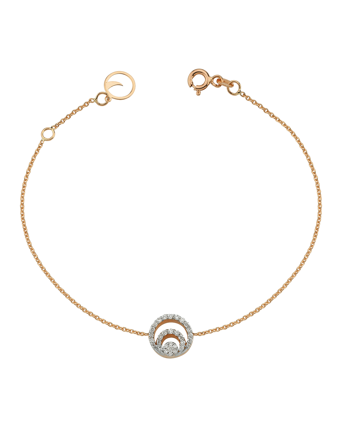 BeeGoddess 14k Rose Gold Chintamani Pave Diamond Chain Bracelet