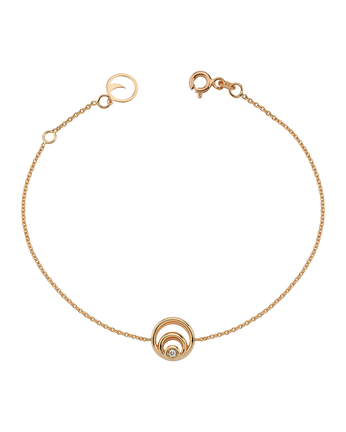 BeeGoddess 14k Rose Gold Chintamani One-Diamond Chain Bracelet