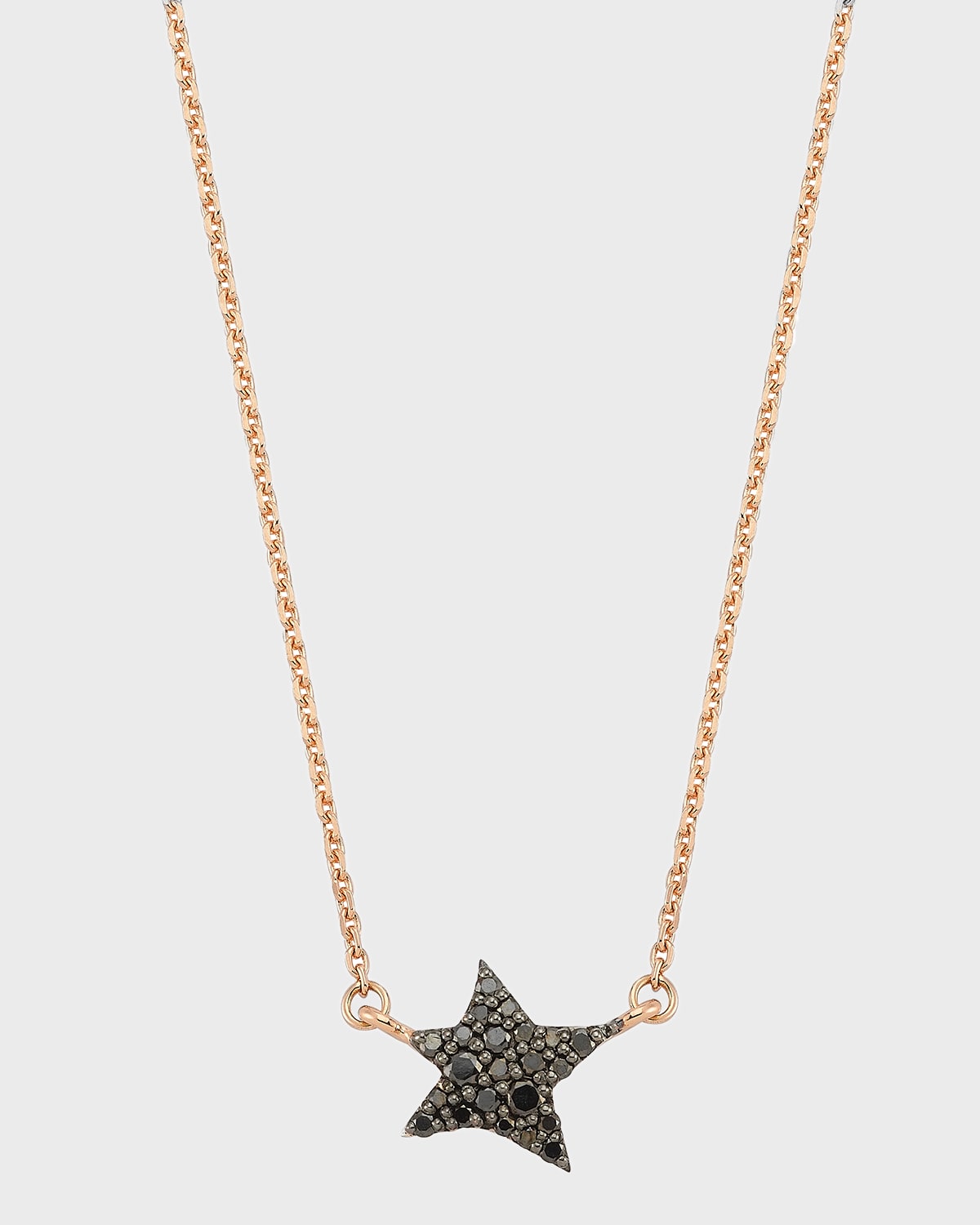 BeeGoddess 14k Rose Gold Sirius Black Diamond Star Pendant Necklace