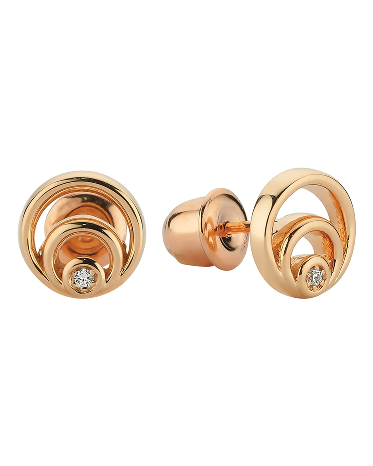 BeeGoddess 14k Rose Gold Chintamani One-Diamond Earring, Single