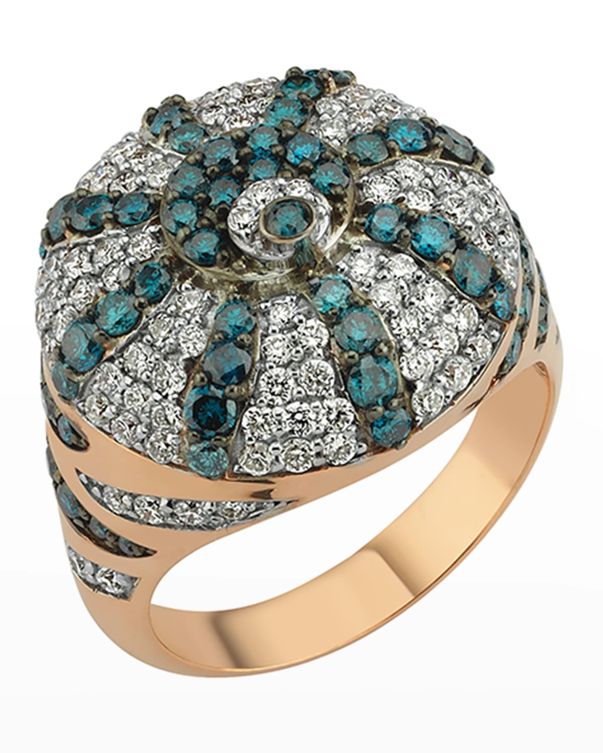 BeeGoddess 14k Rose Gold Chintamani Pave Diamond Ring