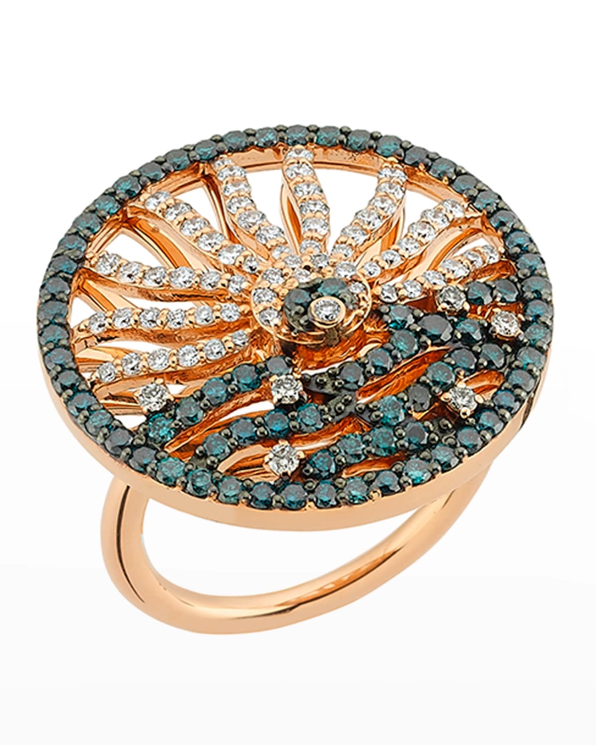 BeeGoddess 14k Rose Gold Chintamani Multi-Diamond Ring