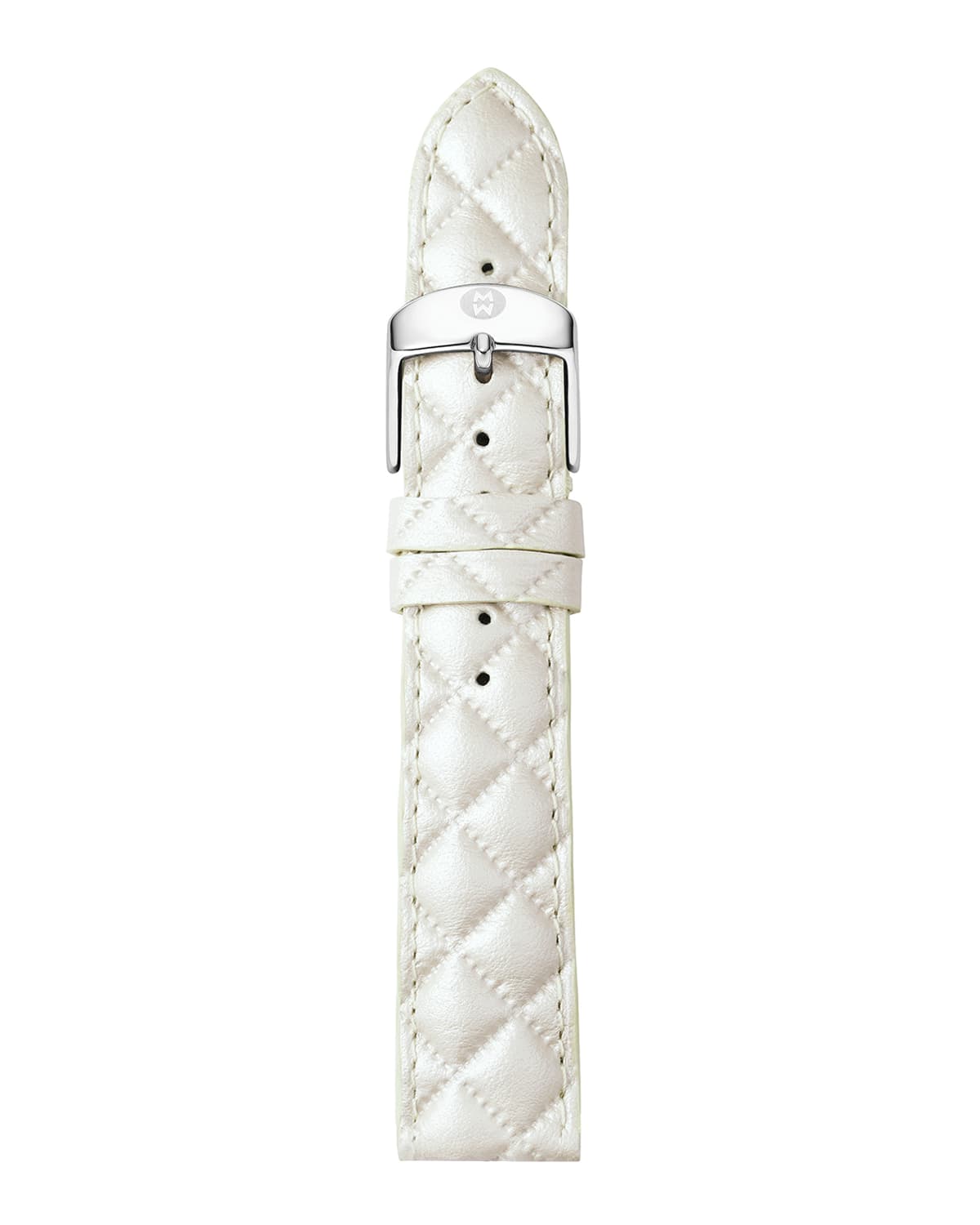 16mm Quilted Leather Watch Strap, White