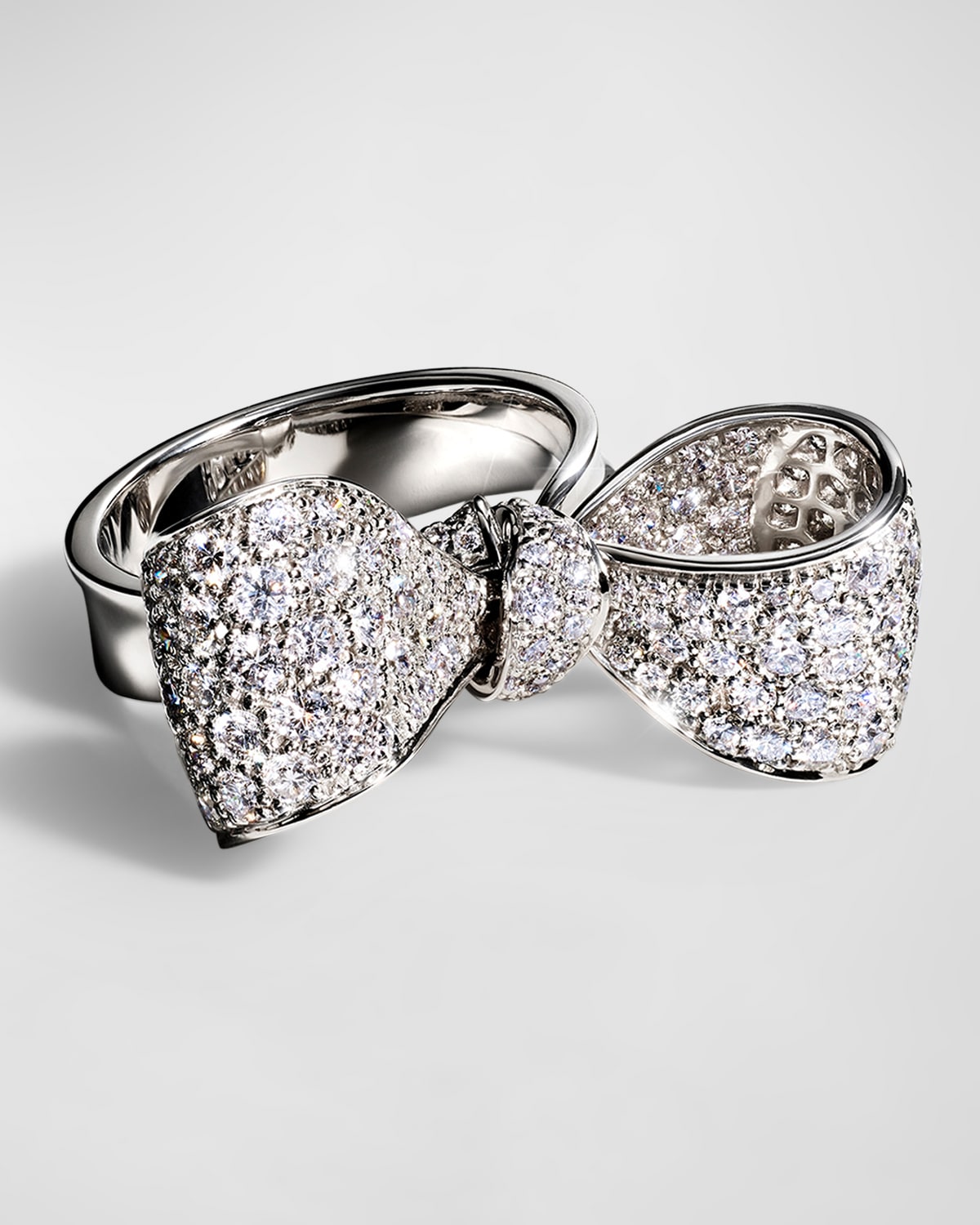 Mimi So 18k White Gold Diamond Bow Ring, Size 7