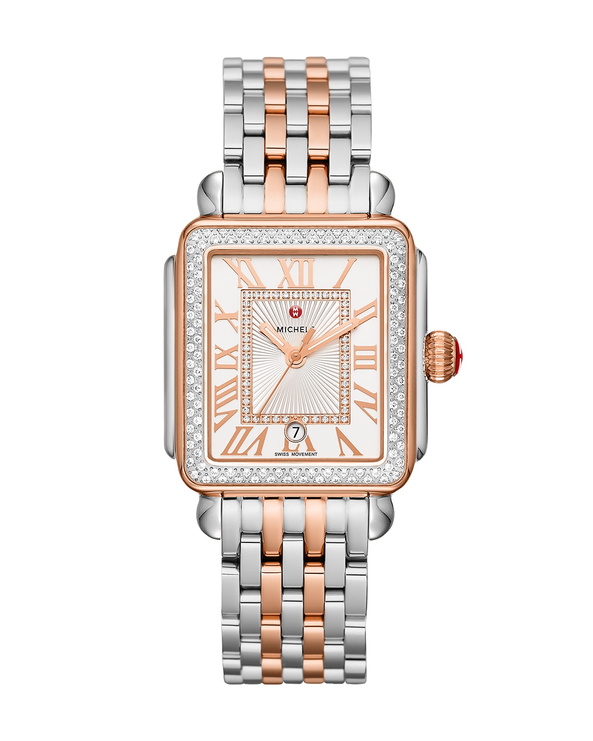 Michele Deco Madison Two-tone 18k Pink Gold Diamond Watch