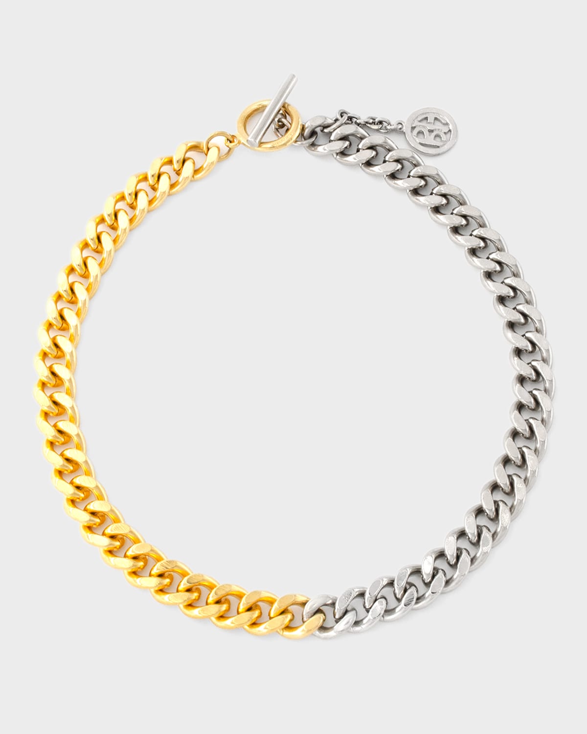 24k Gold Electroplate and Silver Link Necklace