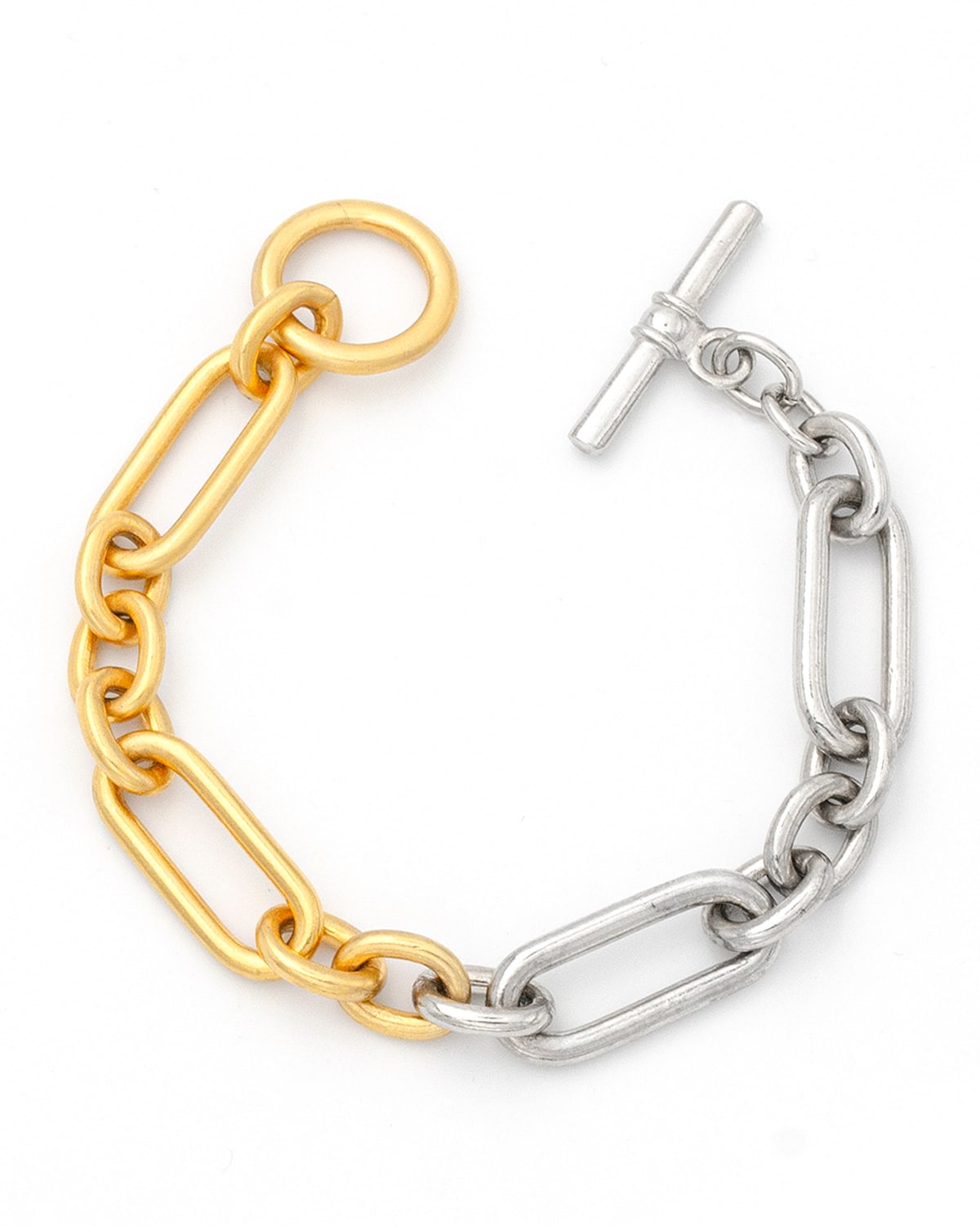 Two-Tone Link Bracelet, 7"L