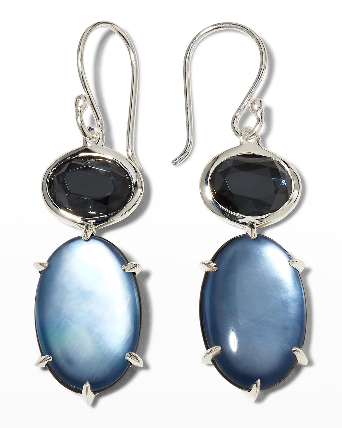 Ippolita Rock Candy Luce 2-stone Drop Earrings In Amazonite And Mother-of-pearl In Onyx Triplet