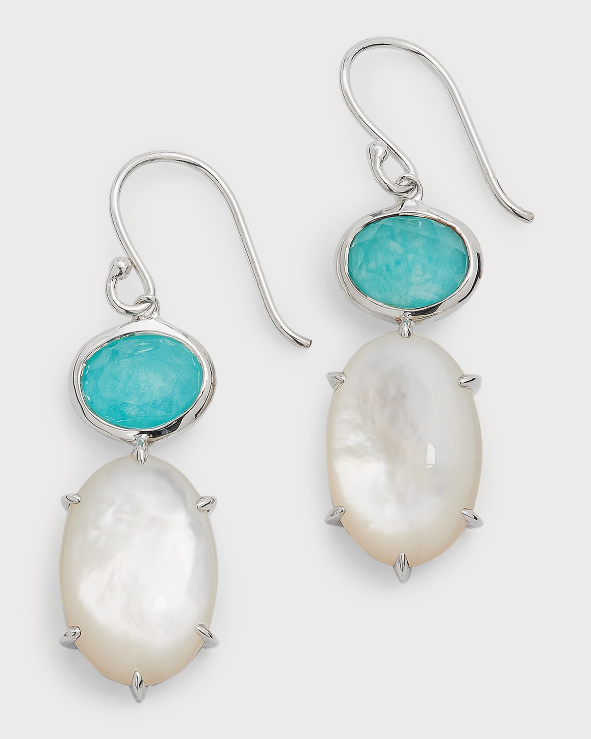 Ippolita Rock Candy Luce 2-Stone Drop Earrings in Amazonite and Mother-of-Pearl