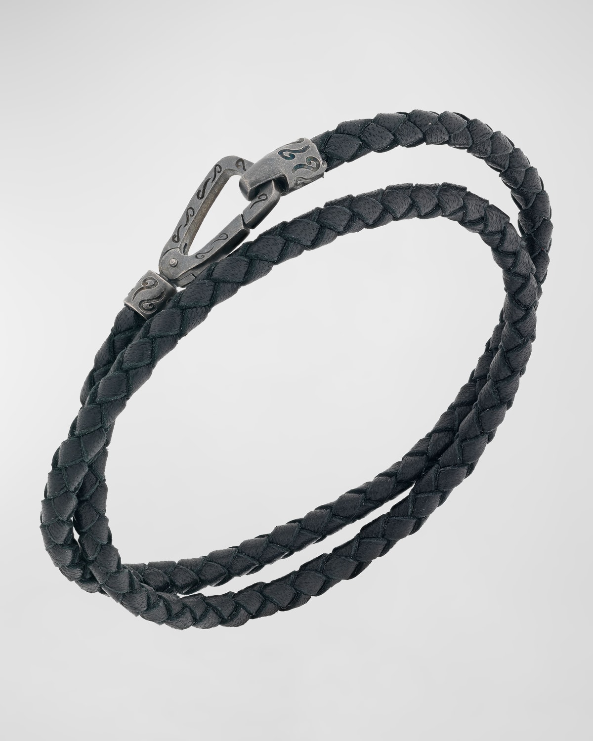 Marco Dal Maso Men's Lash Braided Leather Double-Wrap Bracelet