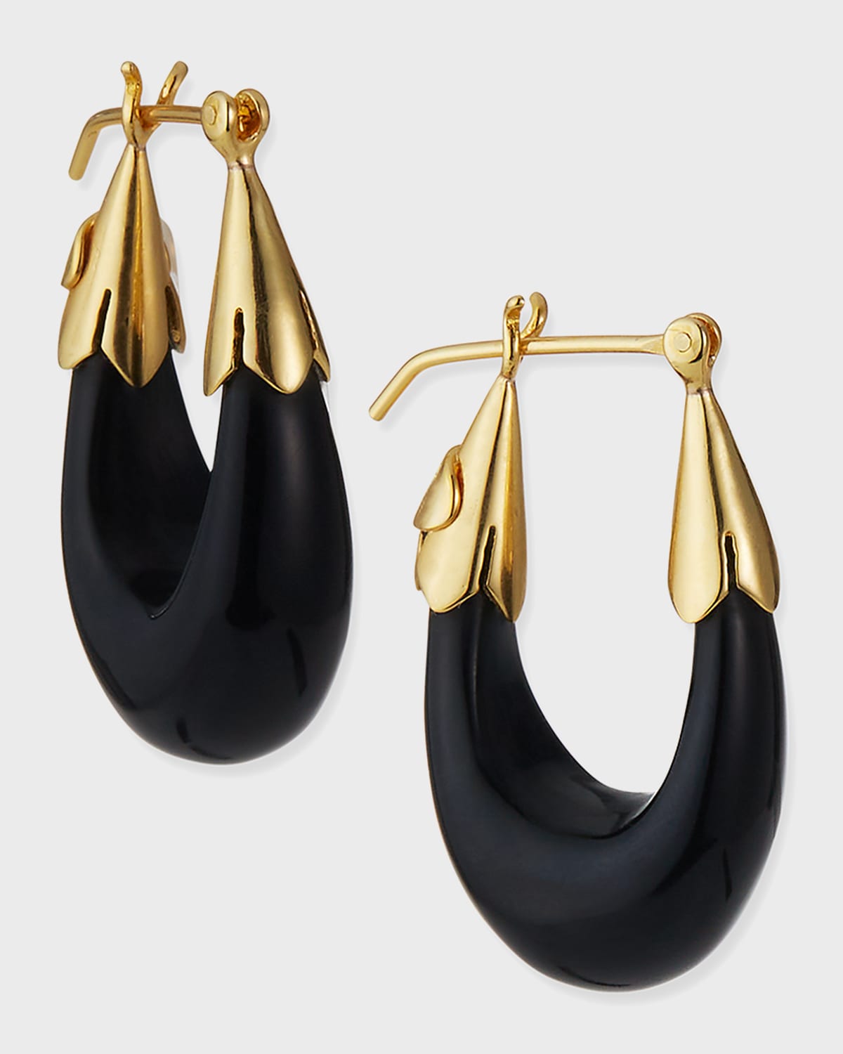 Shop Gas Bijoux Ecume Huggie Earrings In Black