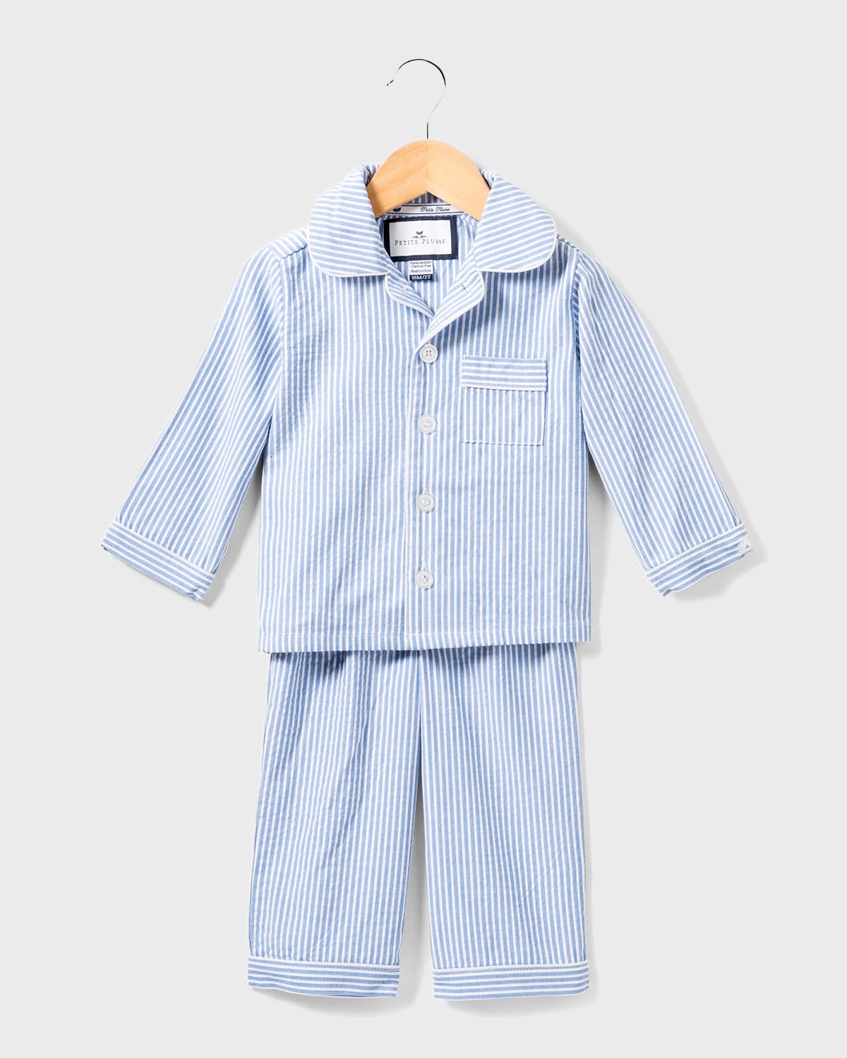 Shop Petite Plume Girl's Striped 2-piece Pajama Set In Blue